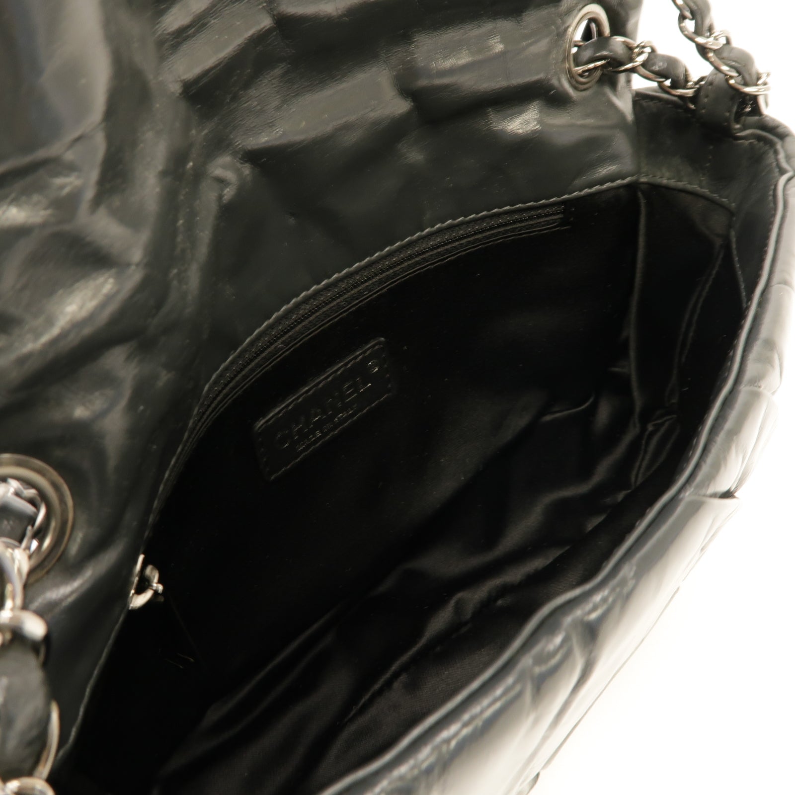 CHANEL 【激減優惠】牛皮皮革Chain Shoulder Bag銀扣鏈帶肩背袋灰色