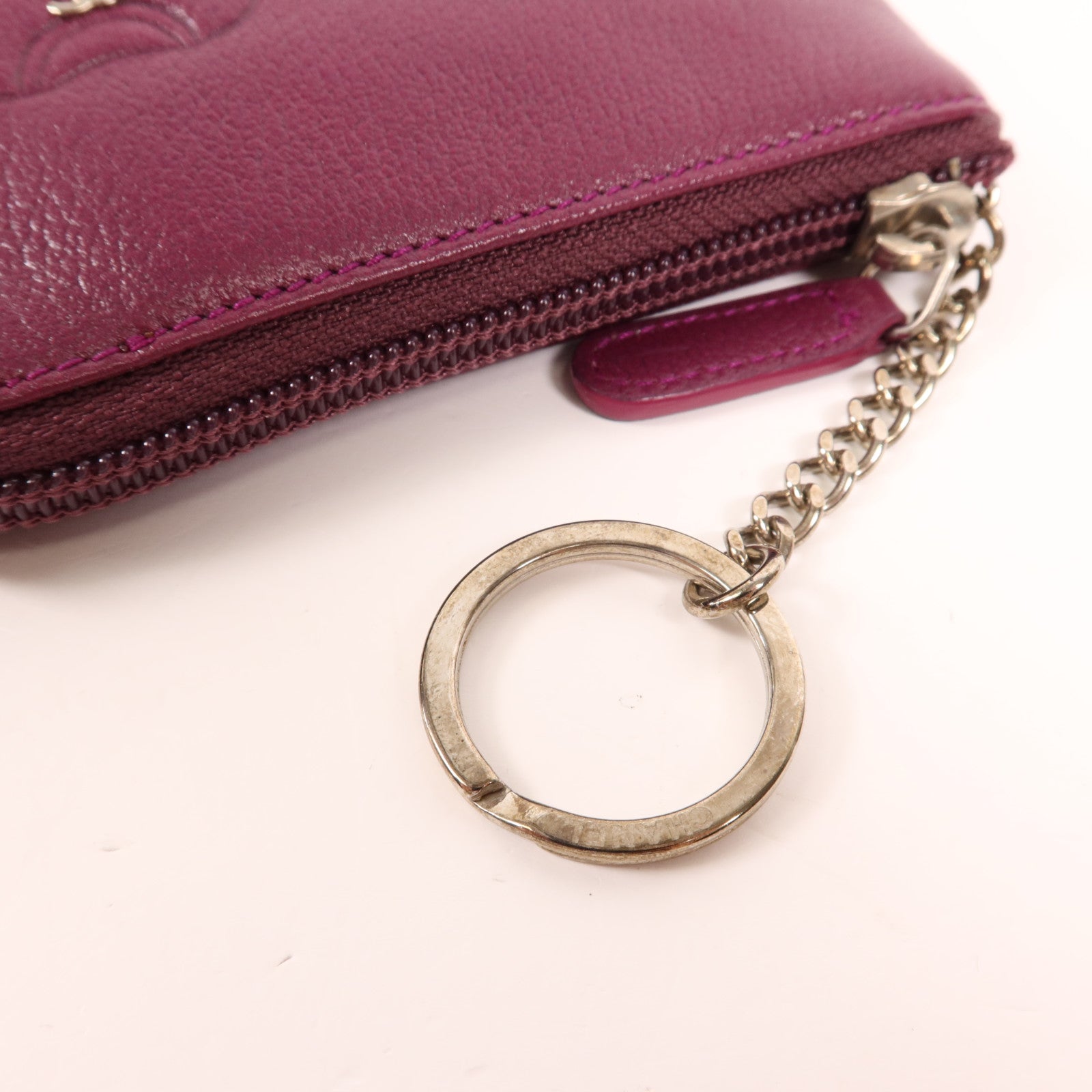 CHANEL 皮革Coin Case銀扣零錢包