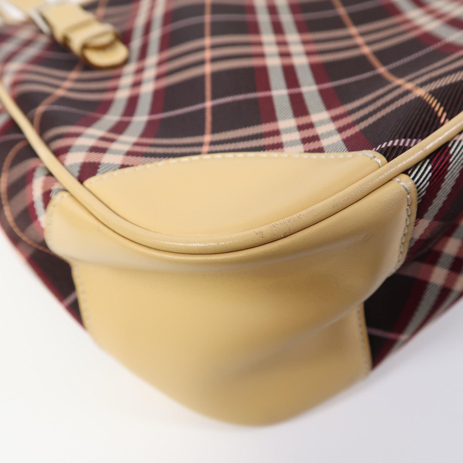 BURBERRY BLUE LABEL 帆布Shoulder Bag銀扣肩背袋紅色/啡色