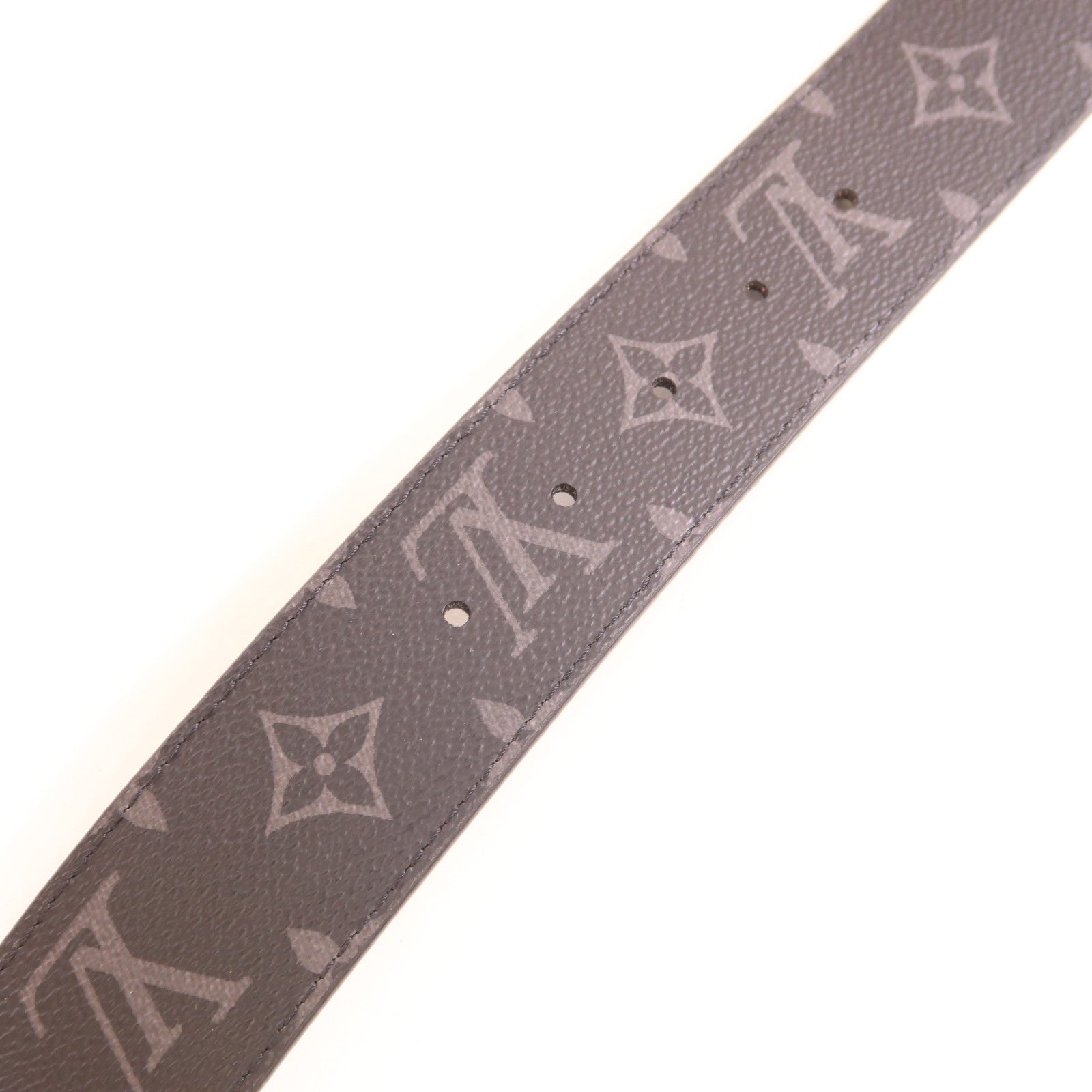 LOUIS VUITTON Monogram Eclipse Initiales Belt銀扣腰帶