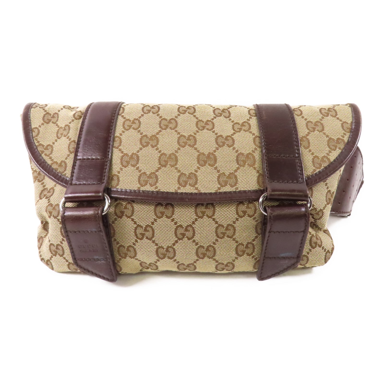 GUCCI 帆布Waist Bag銀扣腰包