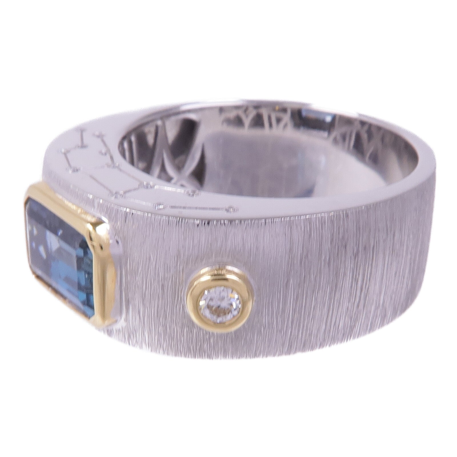 JEWELRY 18K黃金/白金Aquamarine Diamond Ring藍晶/鑽石戒指US#9.75