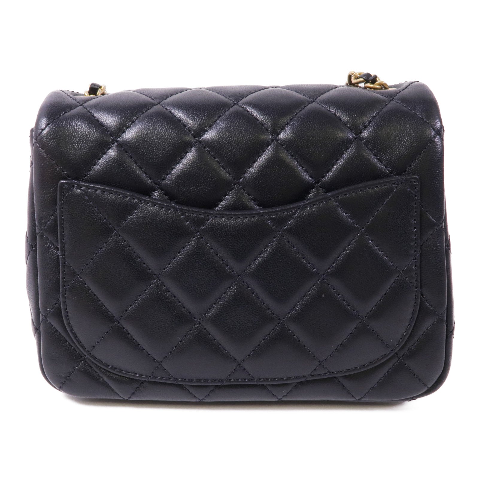 CHANEL 羊皮皮革Mini Classic 17金扣鏈帶肩背袋