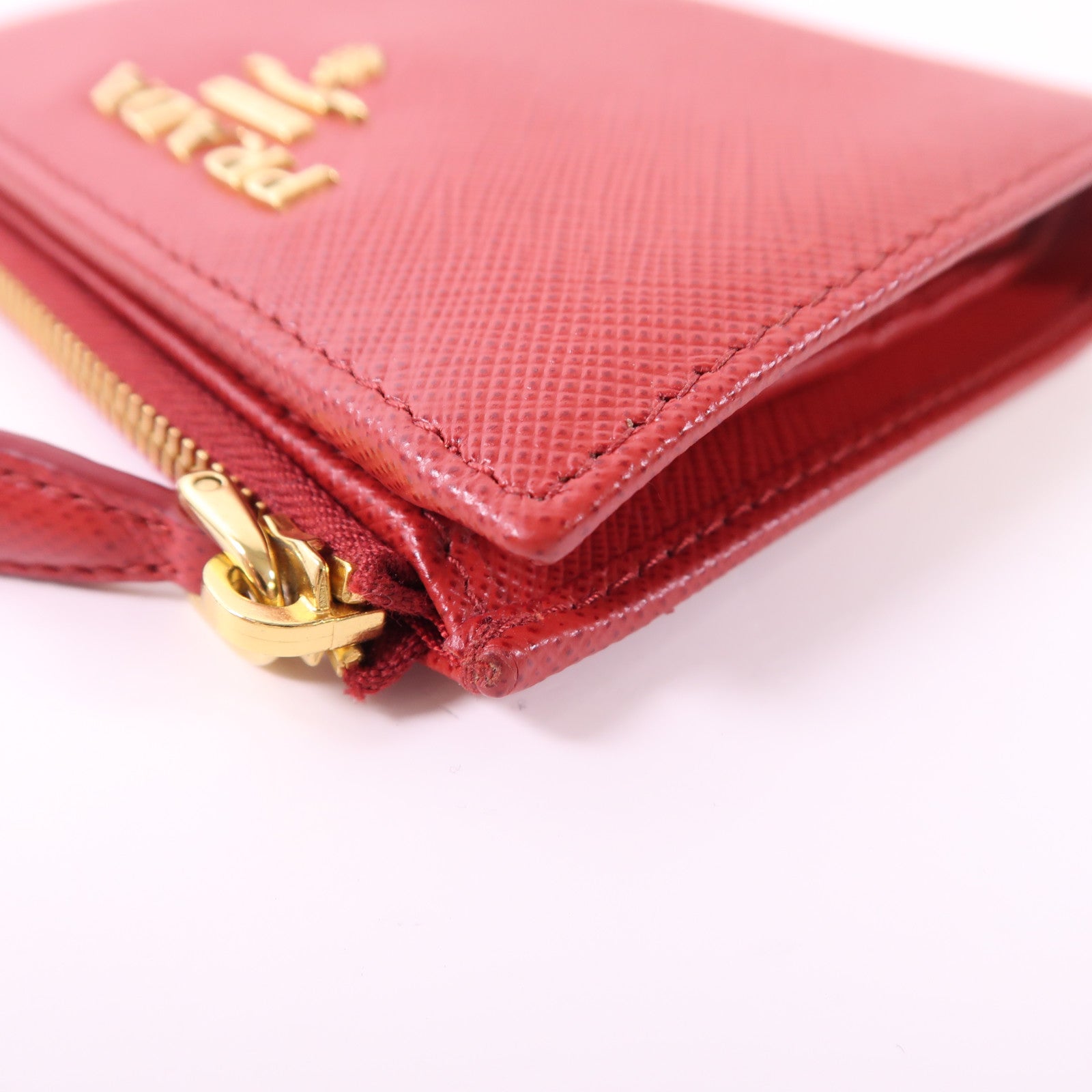 PRADA GHW Wallet 1ML023 Saffiano Leather Red
