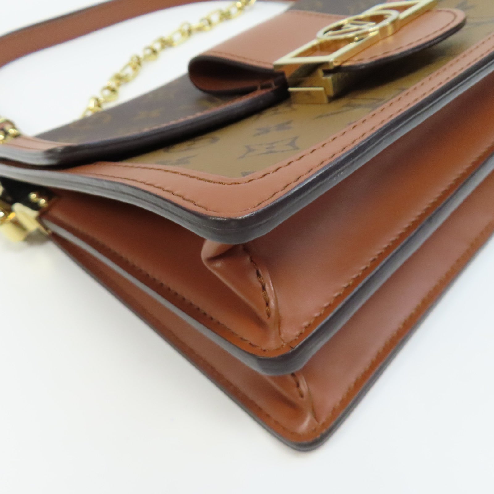 LOUIS VUITTON 【激減優惠】Monogram Reverse Dauphine MM金扣肩背袋啡色