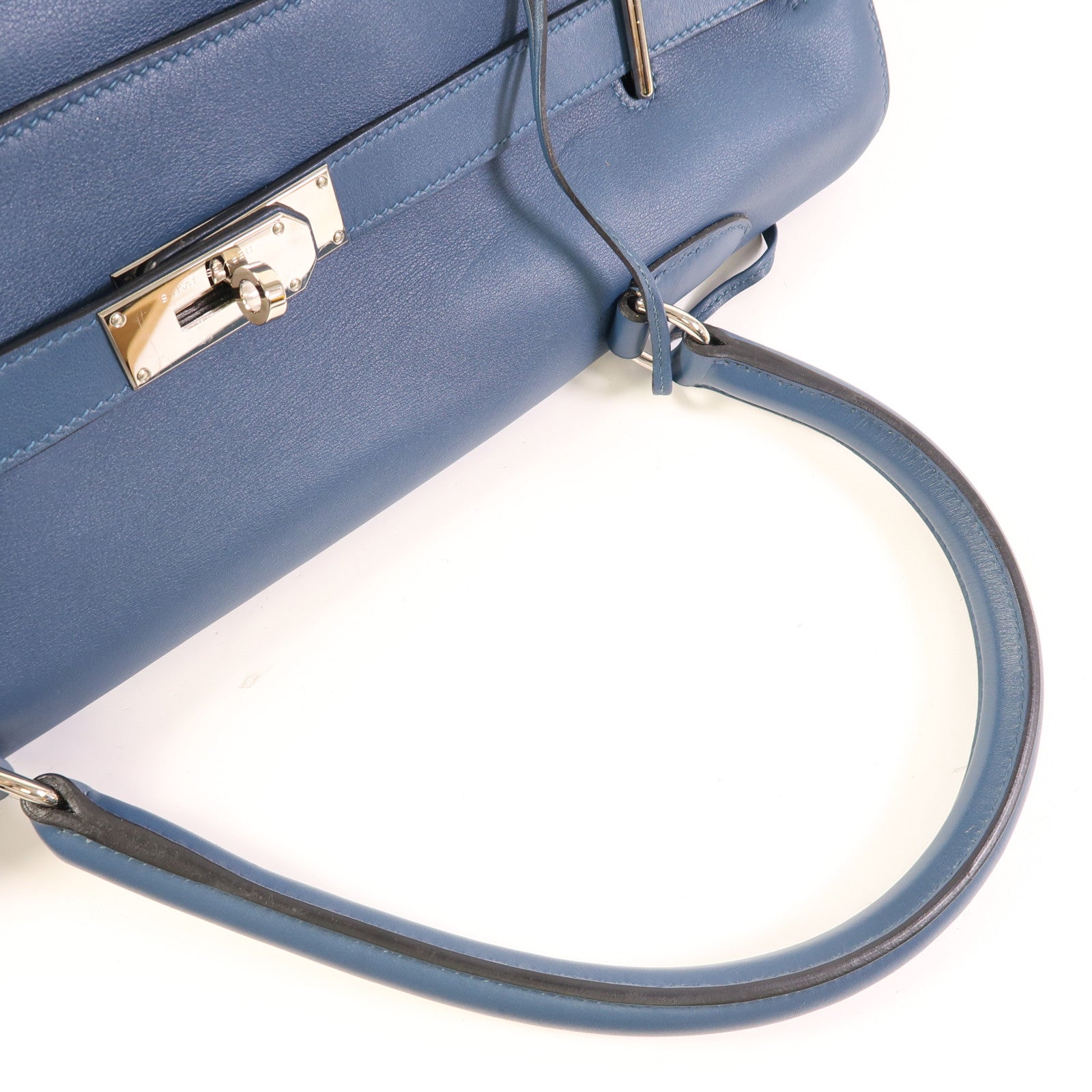 HERMES Swift皮革Kelly 50銀扣手挽袋Bleu Saphir