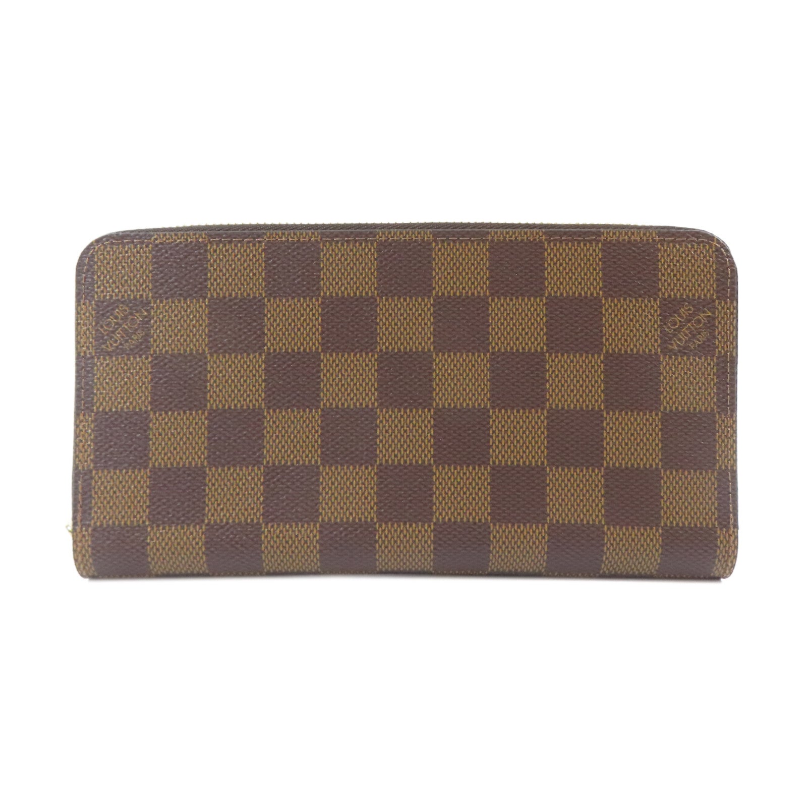 LOUIS VUITTON Damier Long Round Wallet金扣長錢包啡色