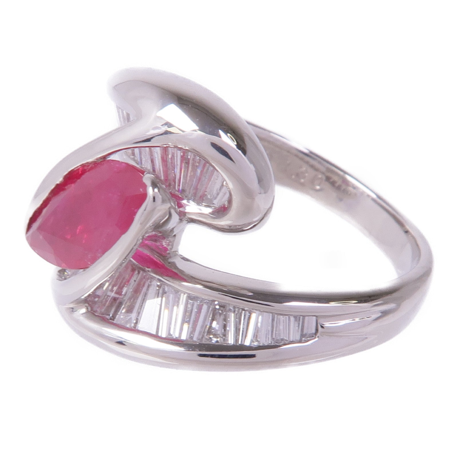 JEWELRY PT900鉑金Ruby Diamond Ring紅寶石/鑽石戒指US#5.75