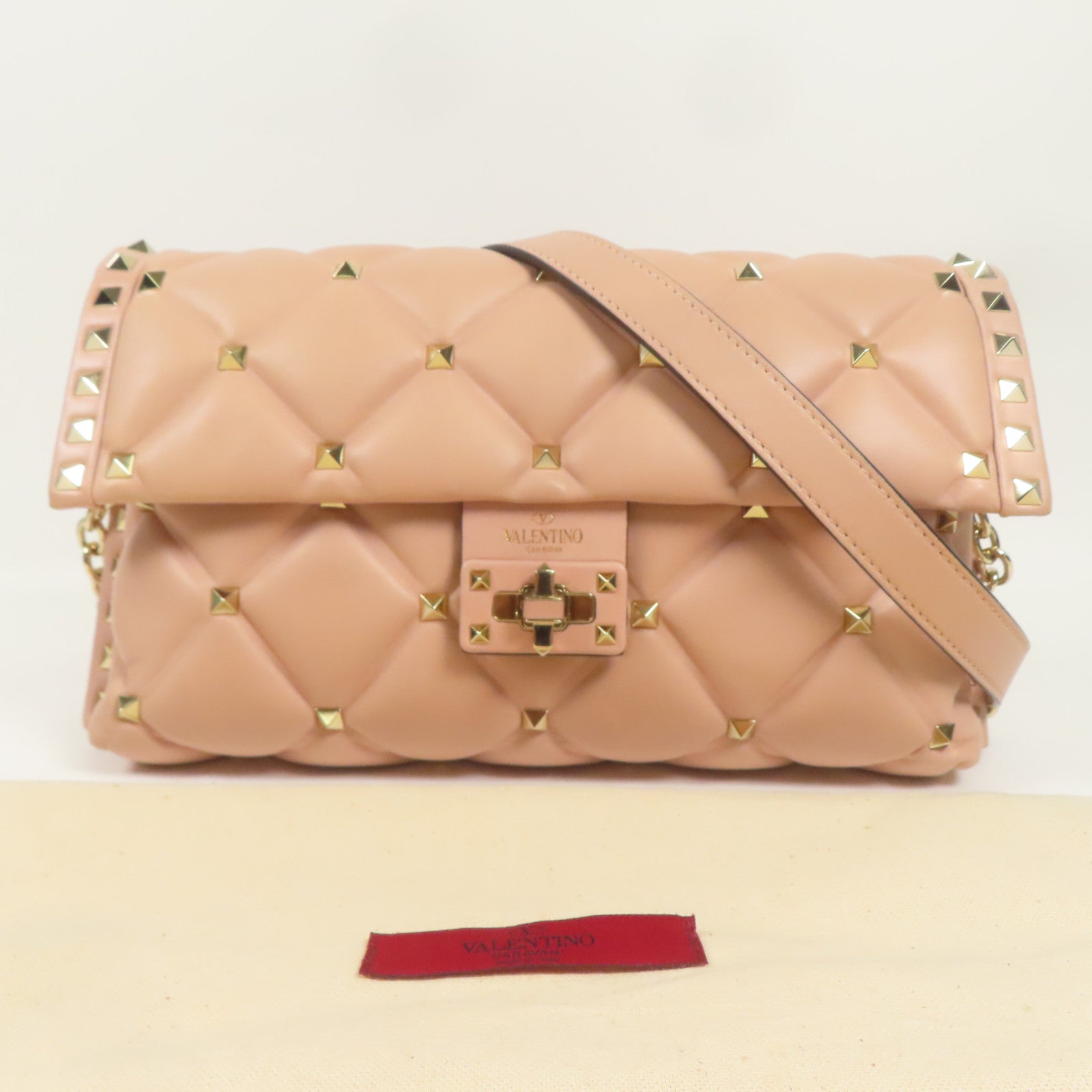 Valentino 羊皮皮革Shoulder Bag金扣肩背袋