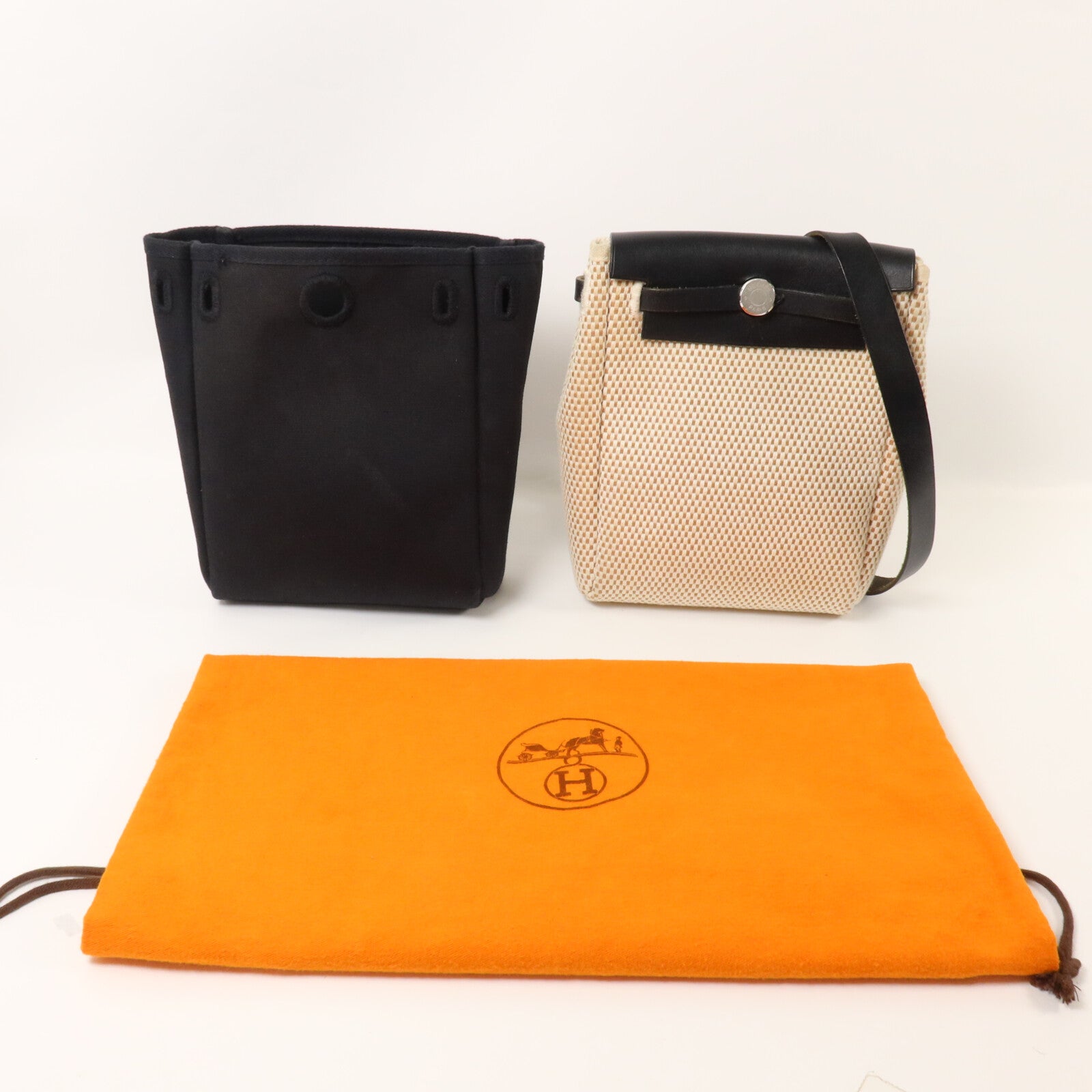 HERMES 帆布Vintage Herbag Mini肩背袋Noir