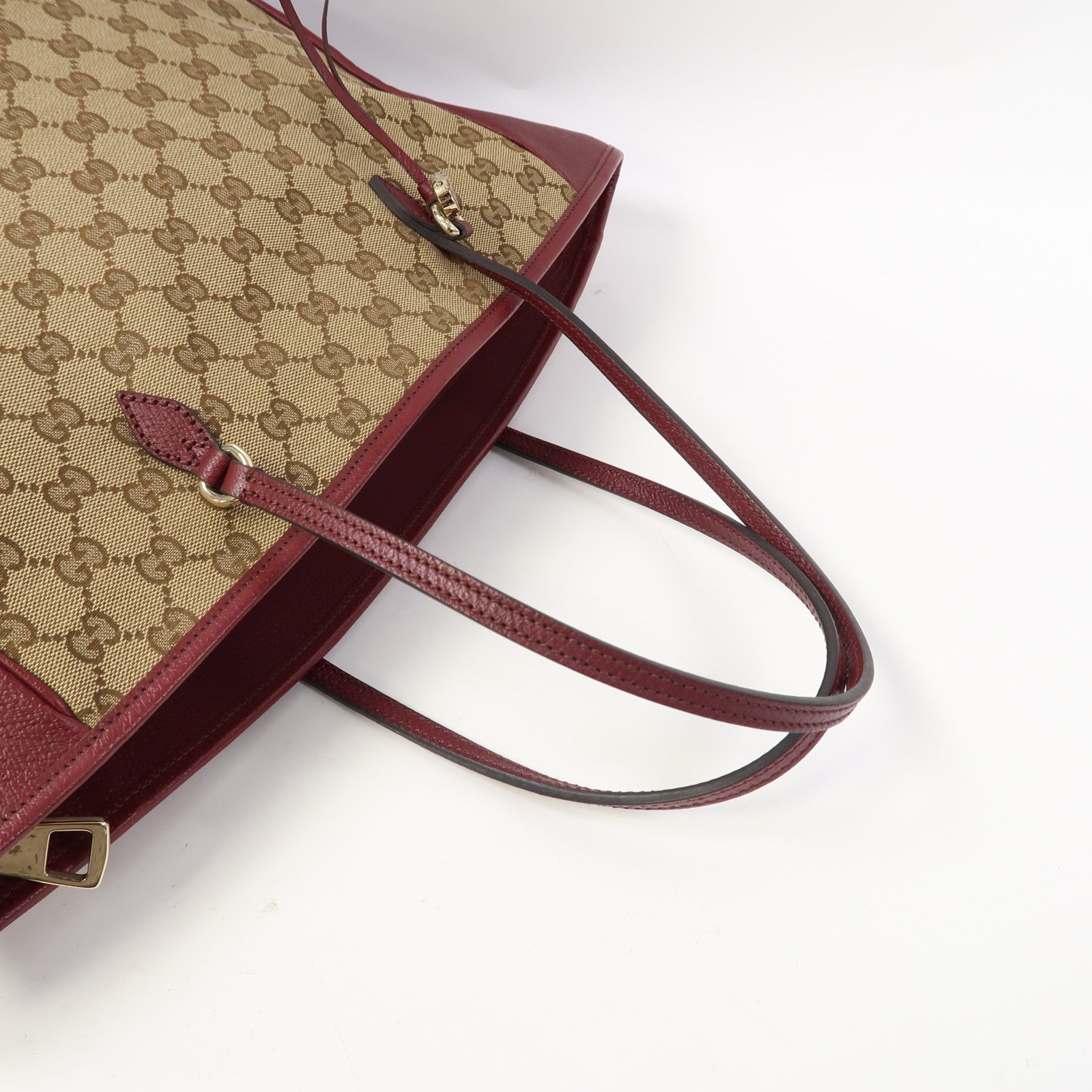 GUCCI 【激減優惠】帆布Tote Bag金扣手挽袋啡色/紅色