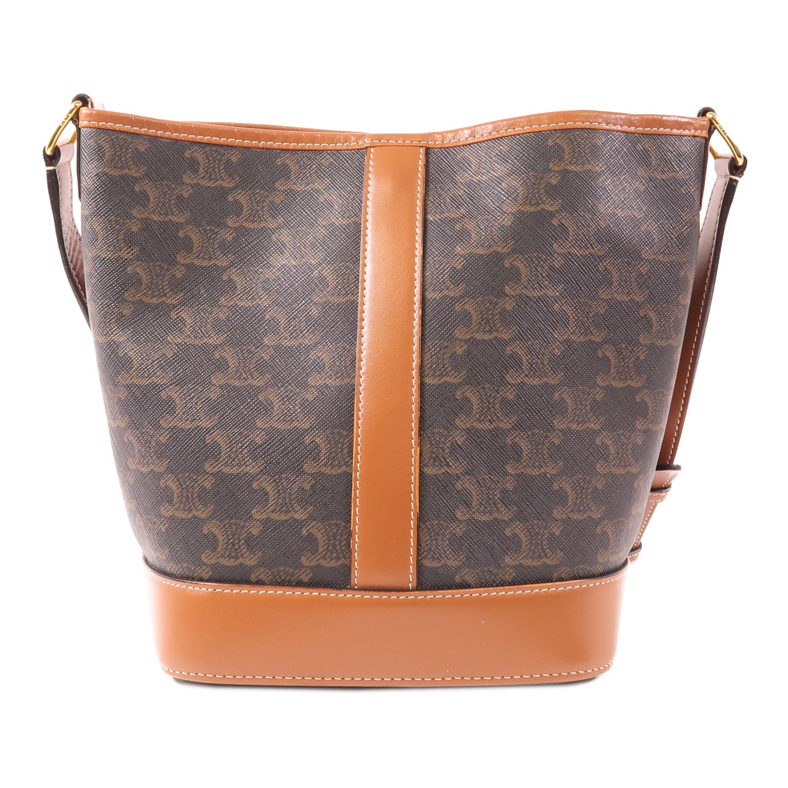CELINE 塗層帆布Triomphe Bucket金扣肩背袋