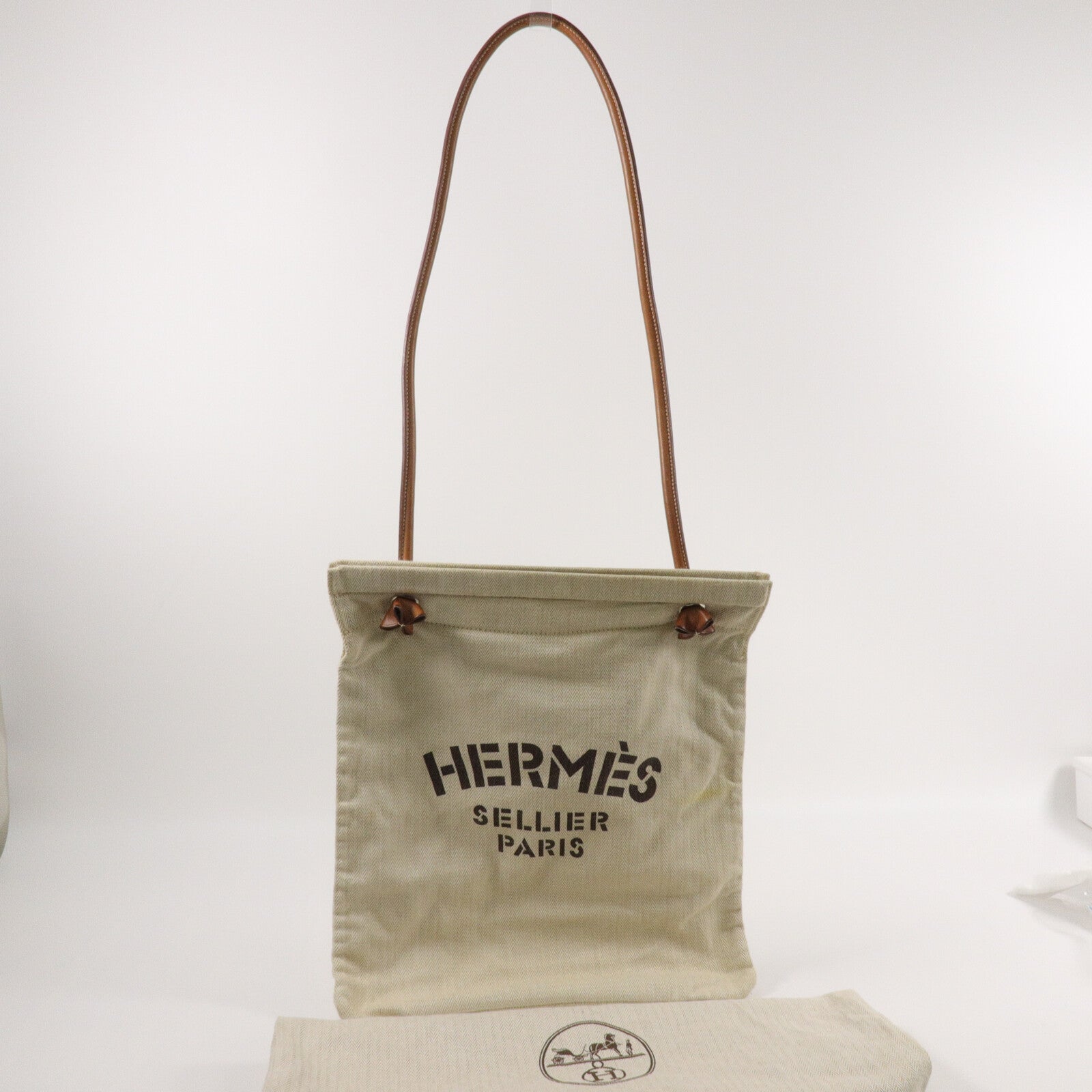 HERMES 帆布/Barenia皮革Aline手挽袋Beige