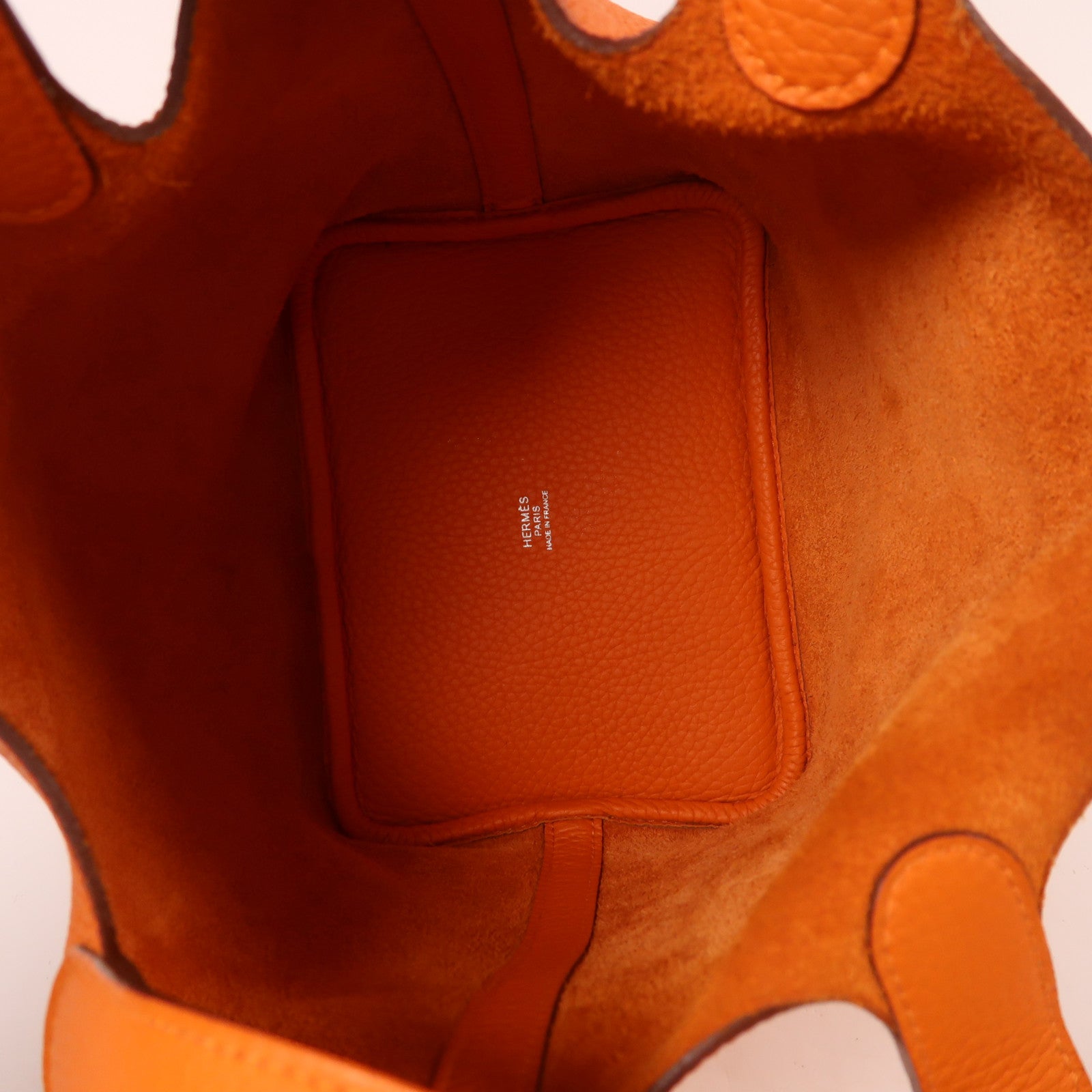 HERMES Clemence皮革Picotin PM銀扣手挽袋Orange