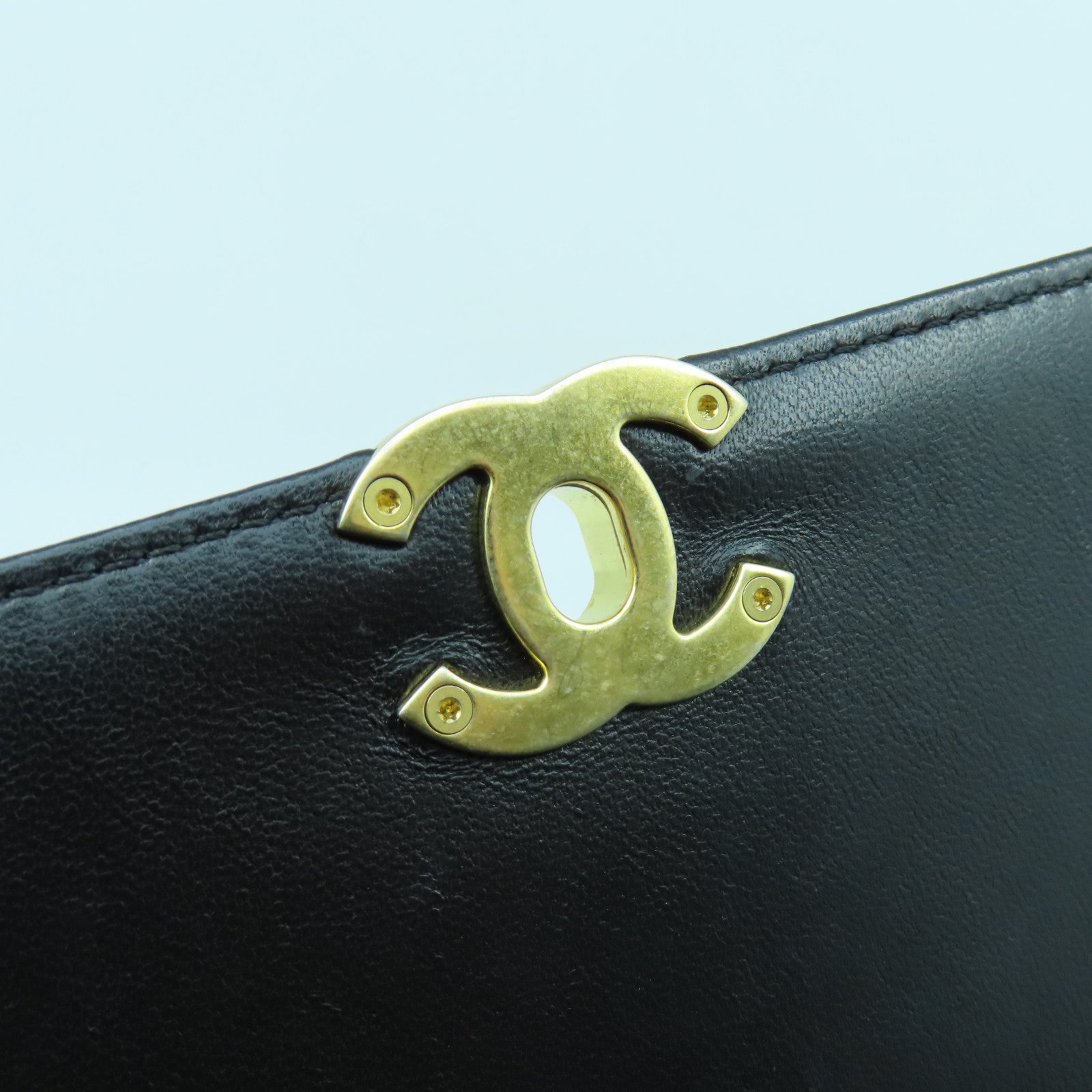 CHANEL 菱格羊皮皮革Shoulder Bag金扣手挽肩背兩用袋黑色