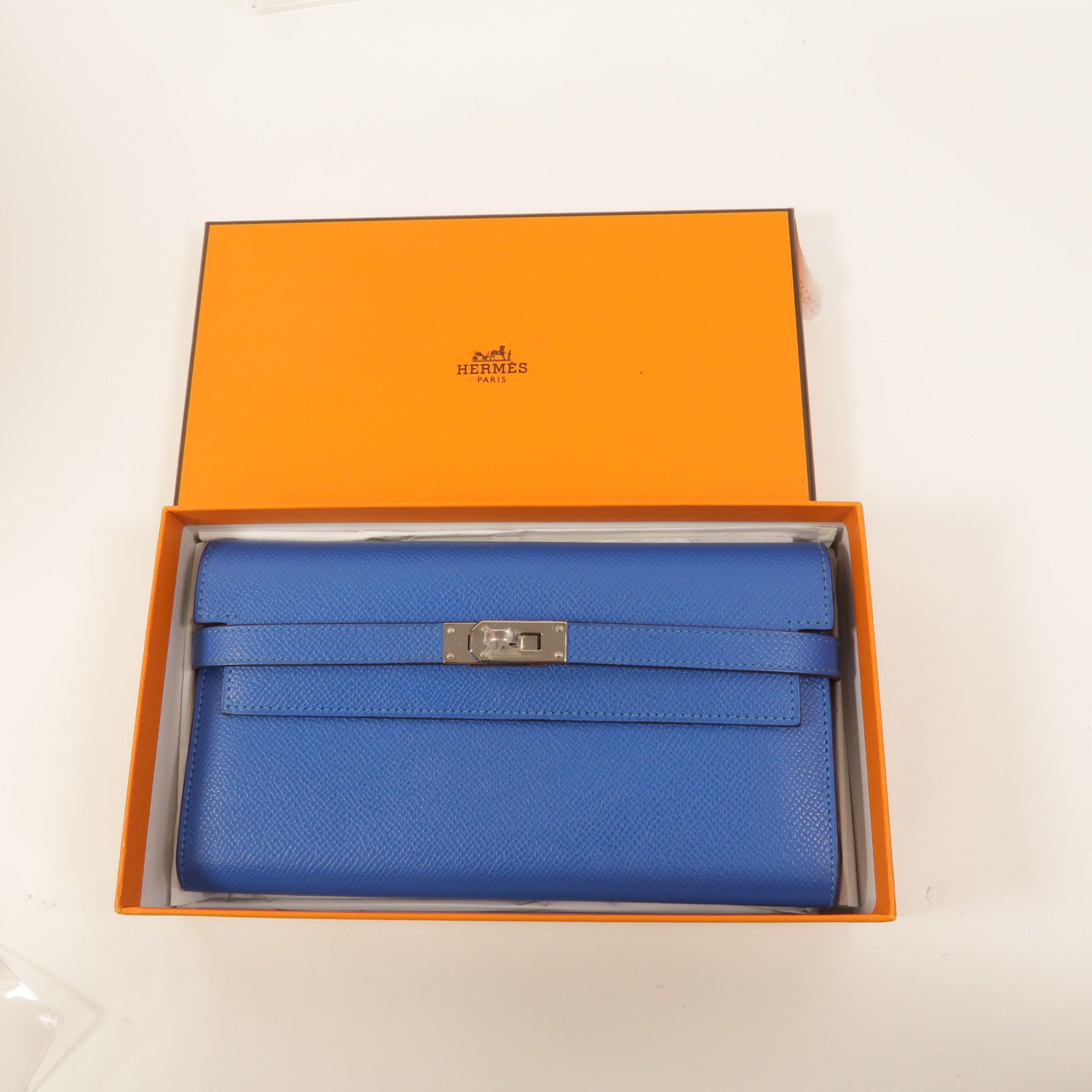 HERMES Epsom皮革Kelly Wallet長錢包Bleu Izmir
