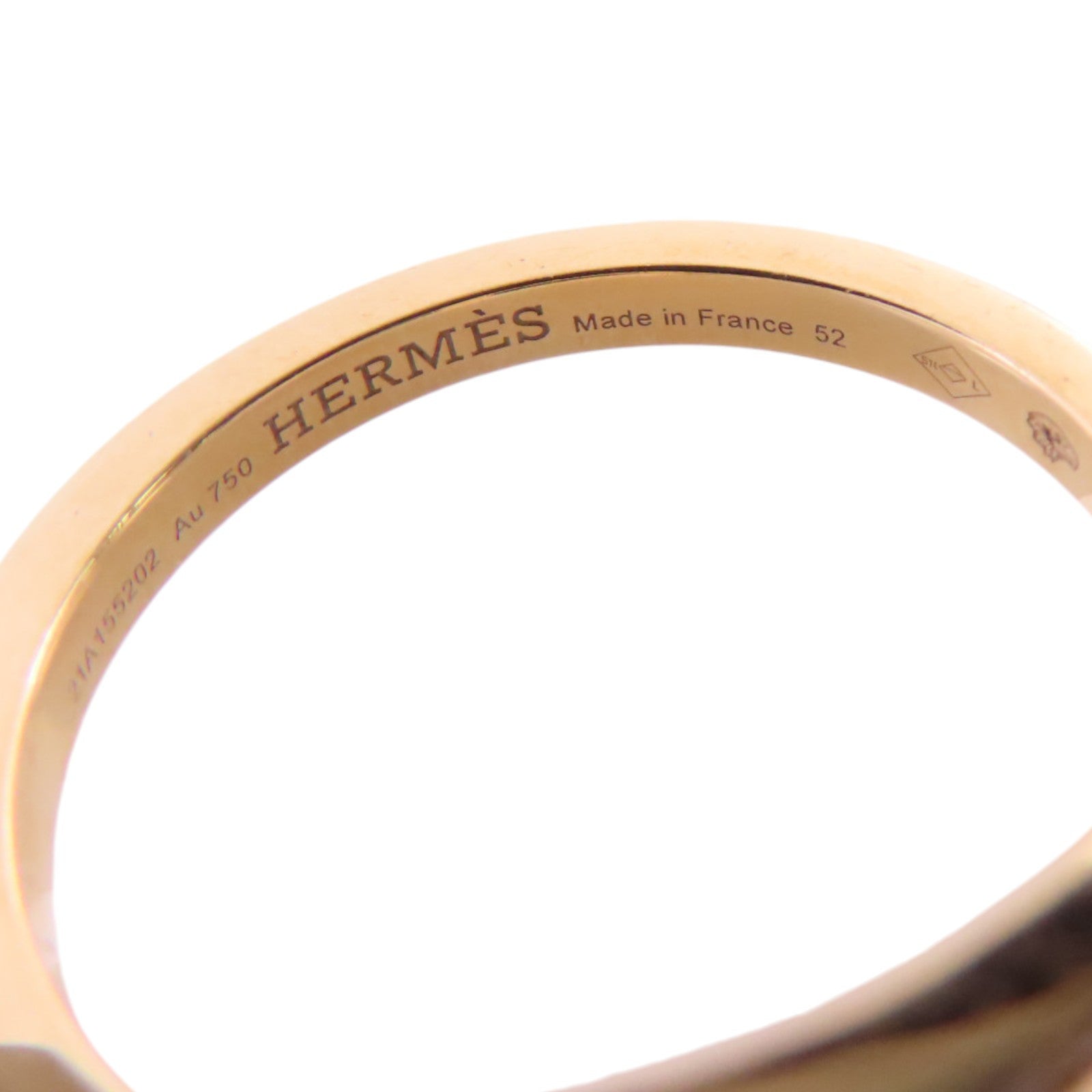 HERMES 18K玫瑰金/鑽石Bague Chain Dancre Diamond Ring戒指#52/US#5.75