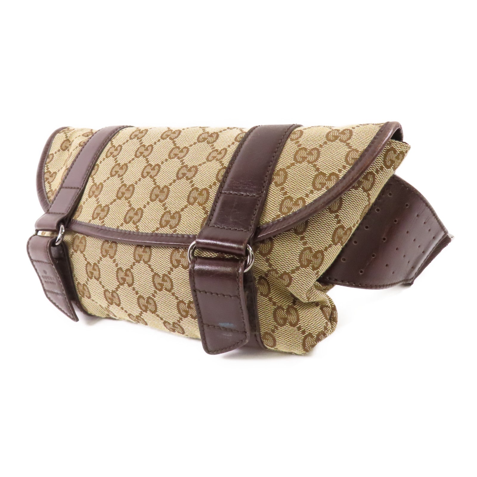 GUCCI 帆布Waist Bag銀扣腰包