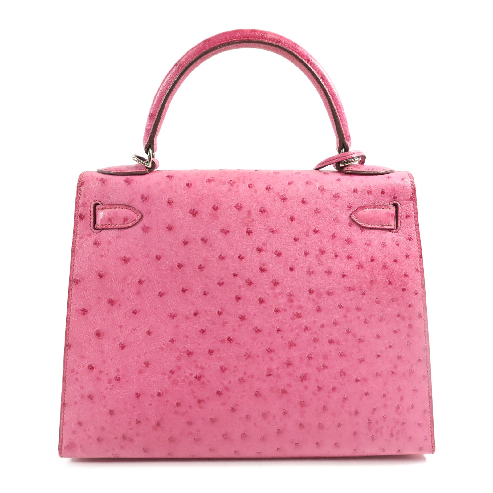 HERMES ピンク レザー 手袋 未使用 HERMES 【激減優惠】鴕鳥皮革Kelly 28銀扣手挽袋Fuchsia Pink