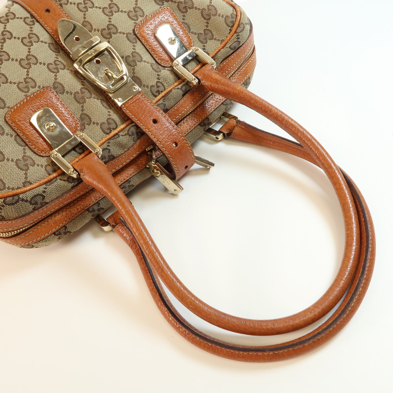 GUCCI 帆布Shoulder Bag金扣鏈帶肩背袋