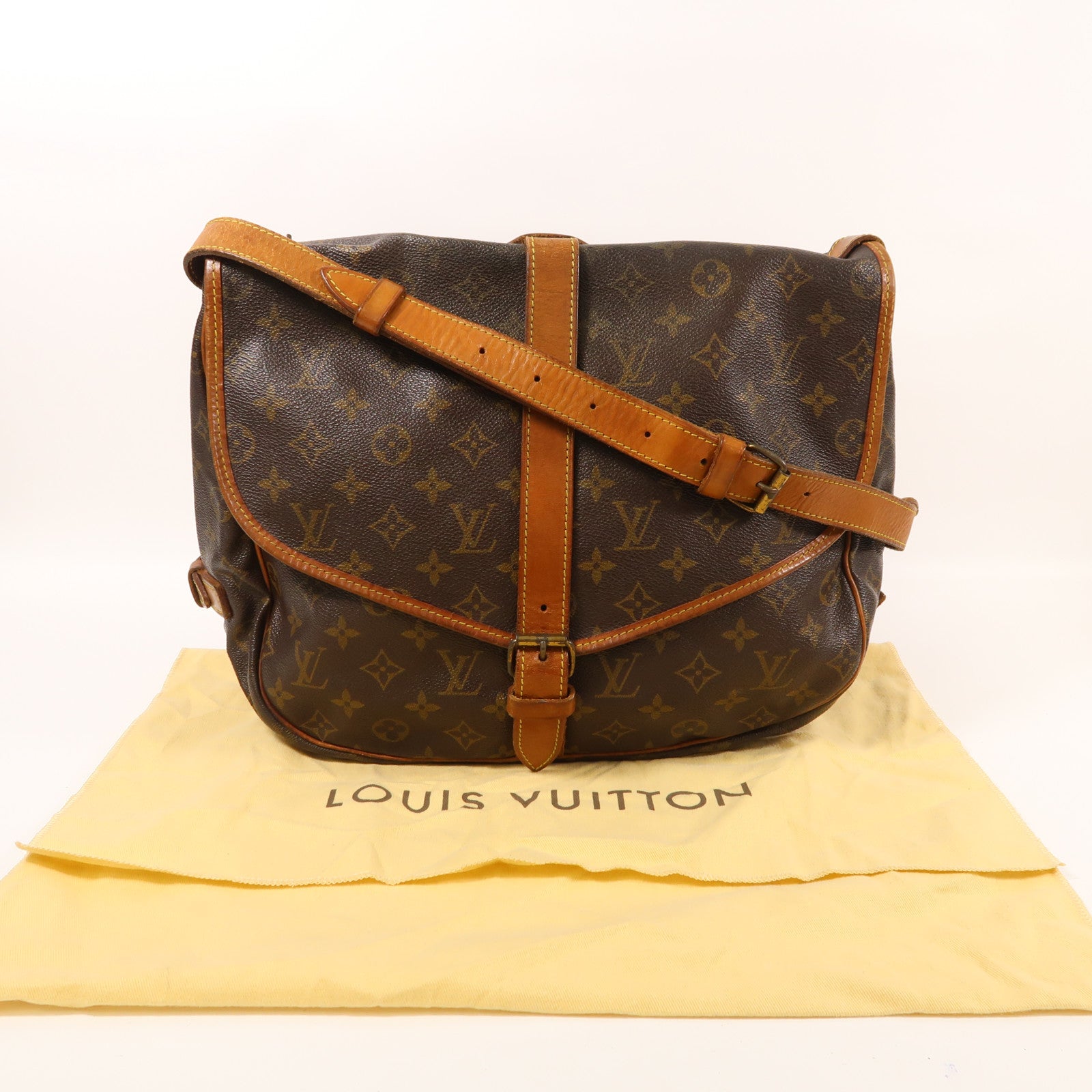 LOUIS VUITTON Monogram Saumur 35金扣肩背袋