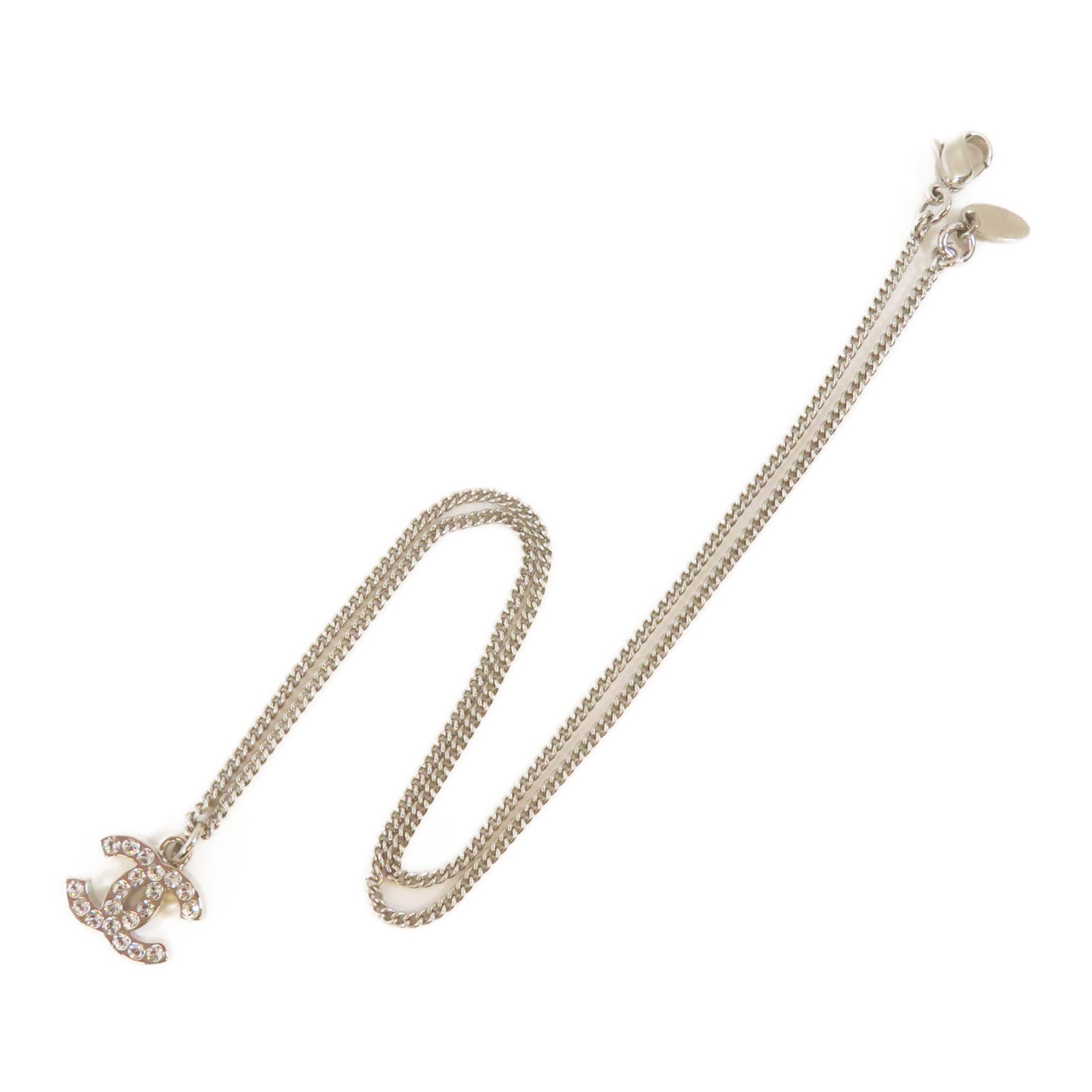 CHANEL 金屬/水晶Necklace項鍊銀色#40cm