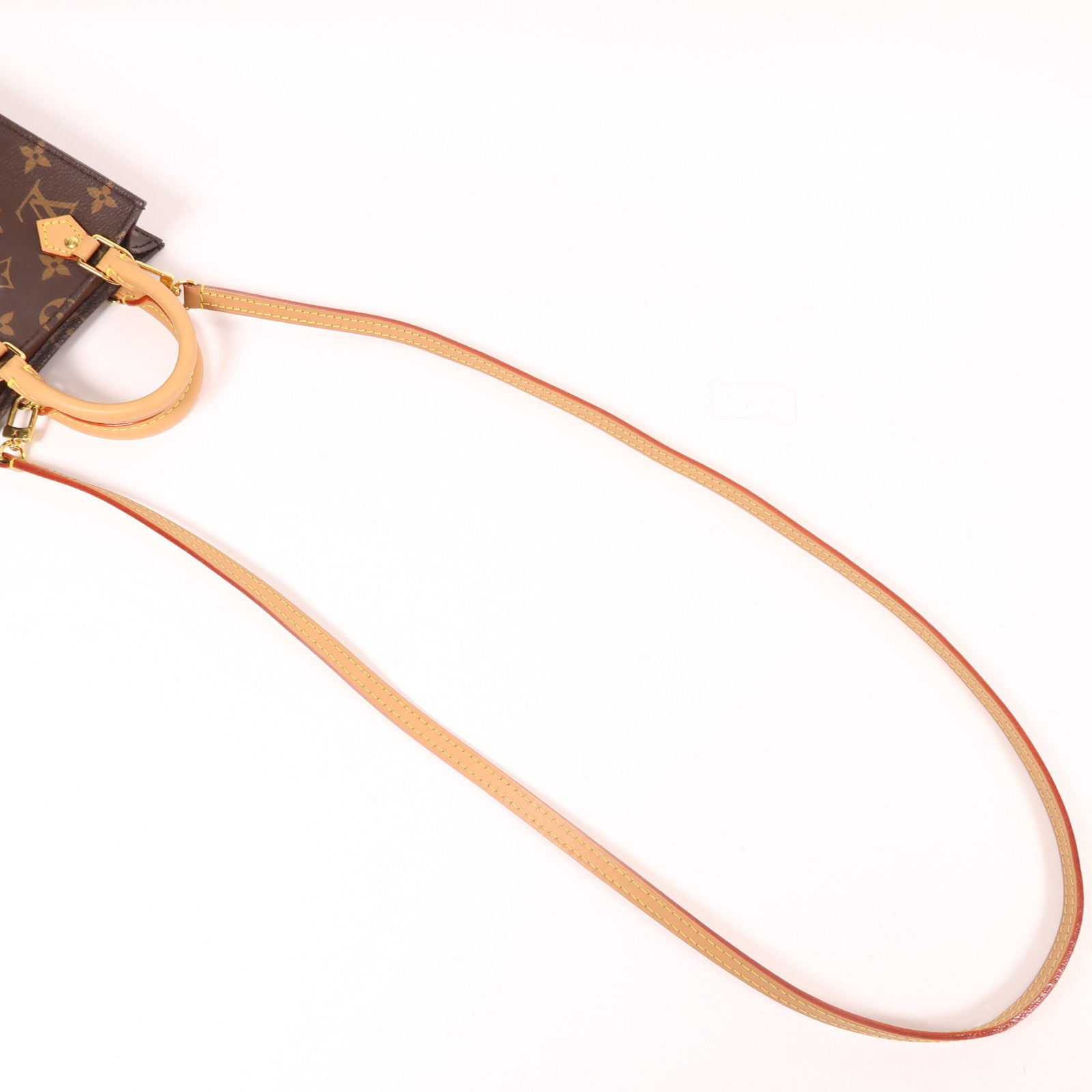 LOUIS VUITTON Monogram Petit Sac Plat金扣手挽肩背兩用袋棕色