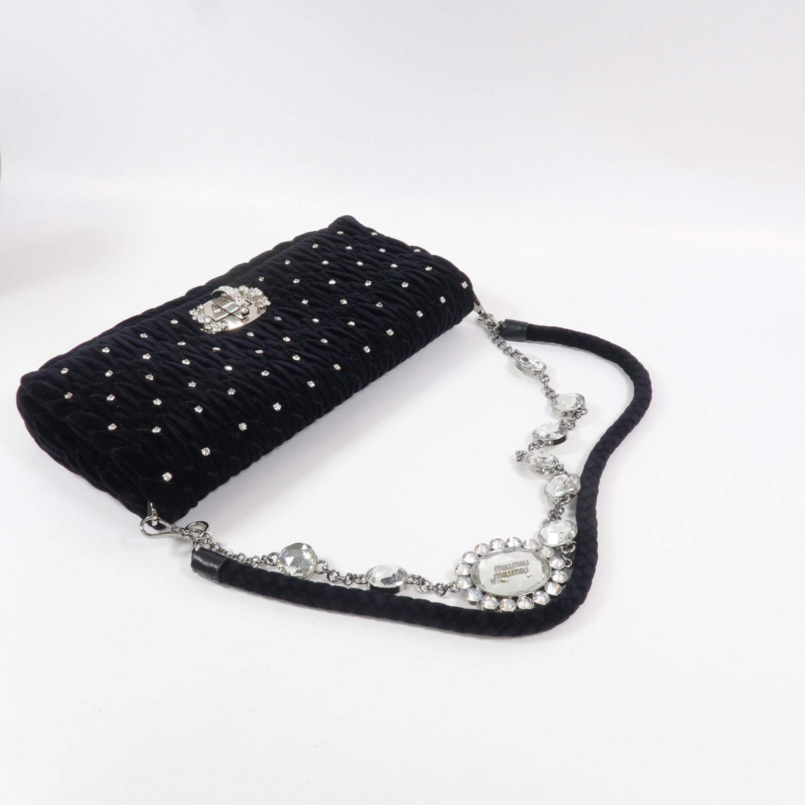 Miu Miu 天鵝絨Chain Shoulder手挽肩背兩用袋