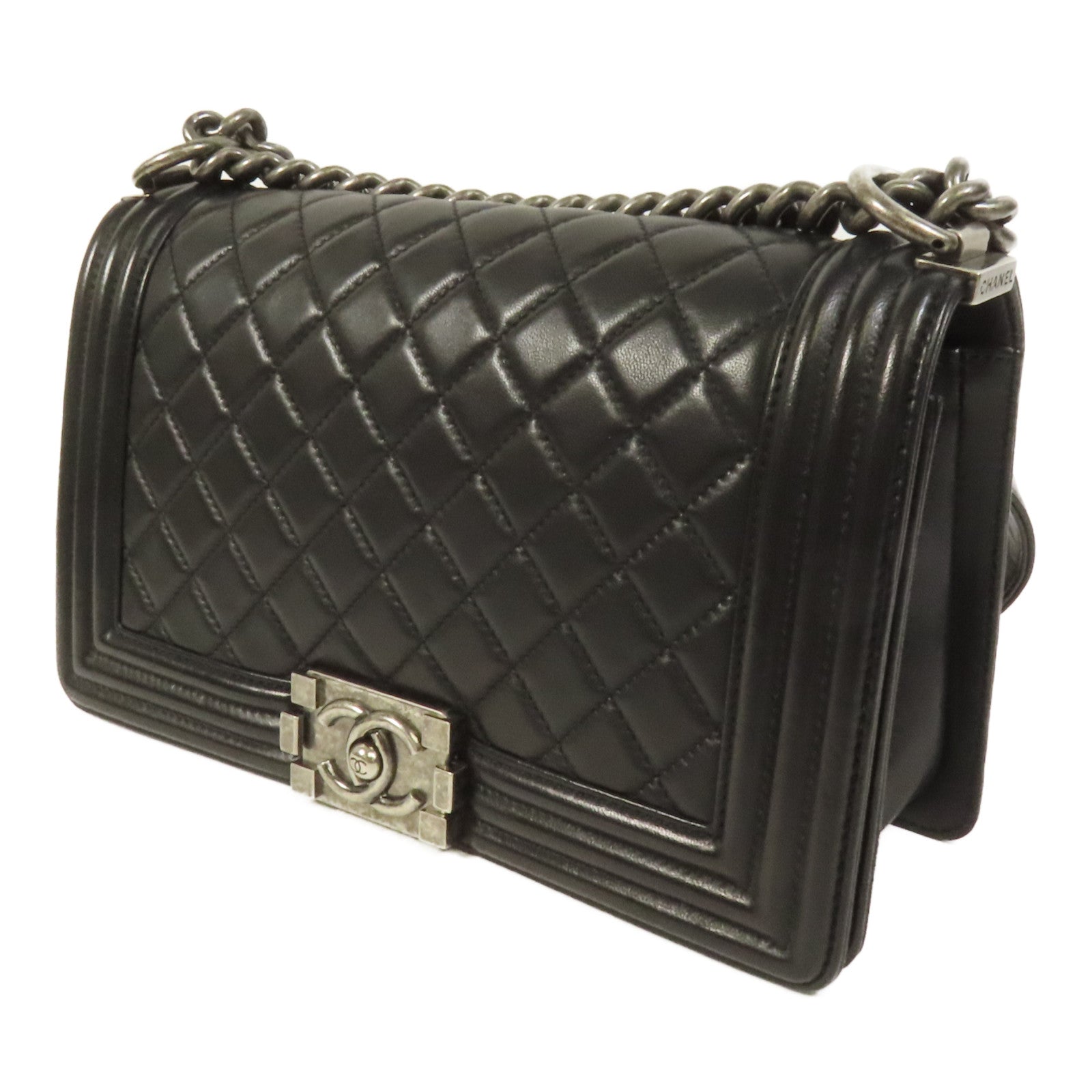 CHANEL 牛皮皮革Boy 25鏈帶肩背袋