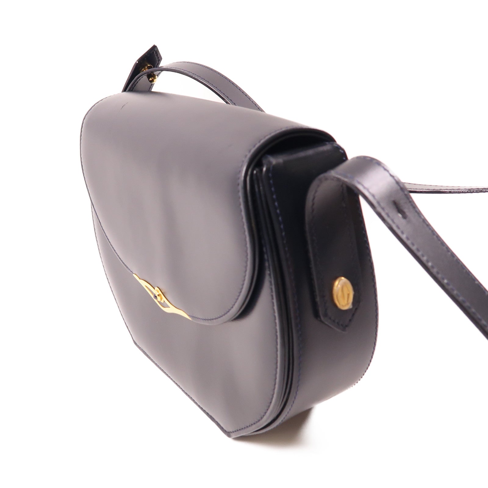 CARTIER 牛皮皮革Shoulder Bag金扣肩背袋黑色