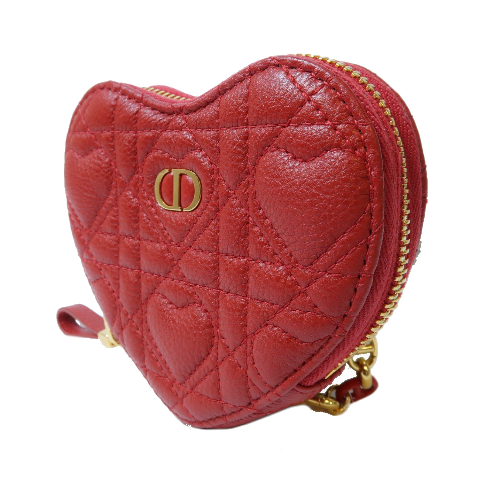 Dior 羊皮皮革Caro Heart Pouch With Chain金扣鏈帶肩背袋紅色