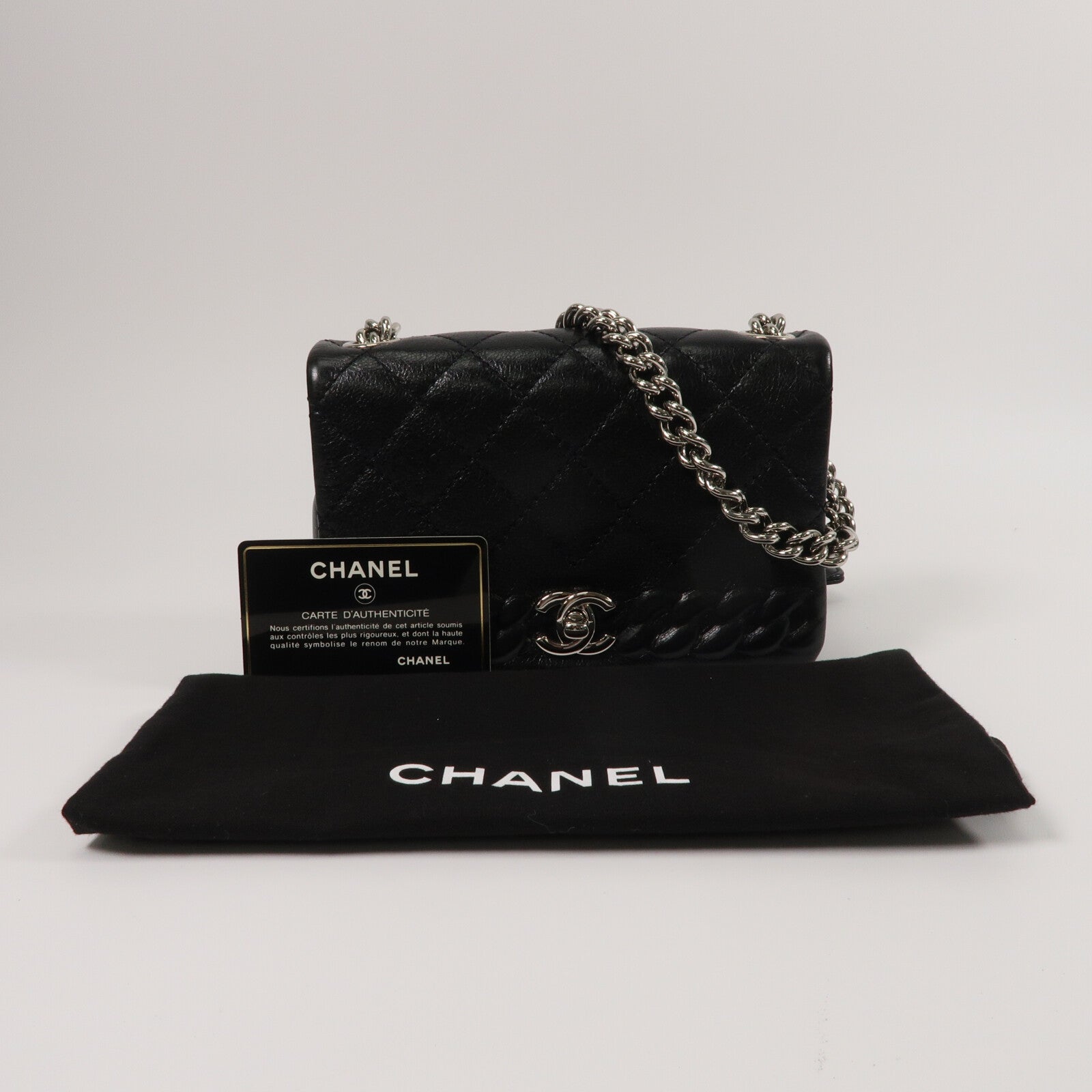 CHANEL 牛皮皮革Braid Chain Flap鏈帶肩背袋