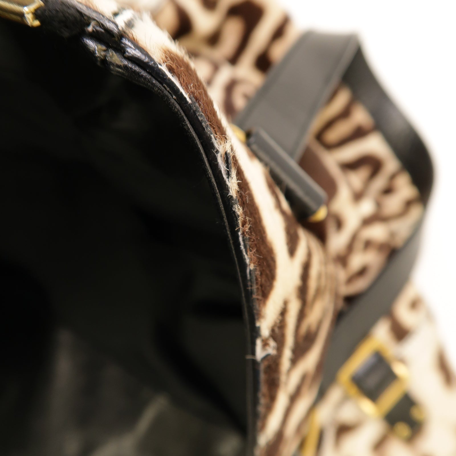 YVES SAINT LAURENT 皮革Tote Bag金扣手挽袋啡色/米色