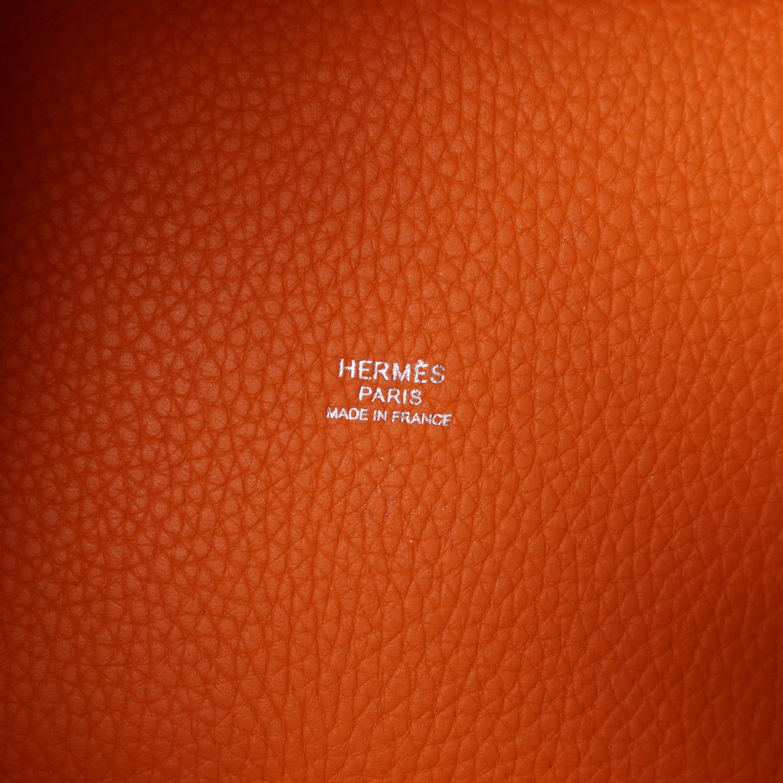 HERMES Clemence皮革Picotin PM銀扣手挽袋Orange