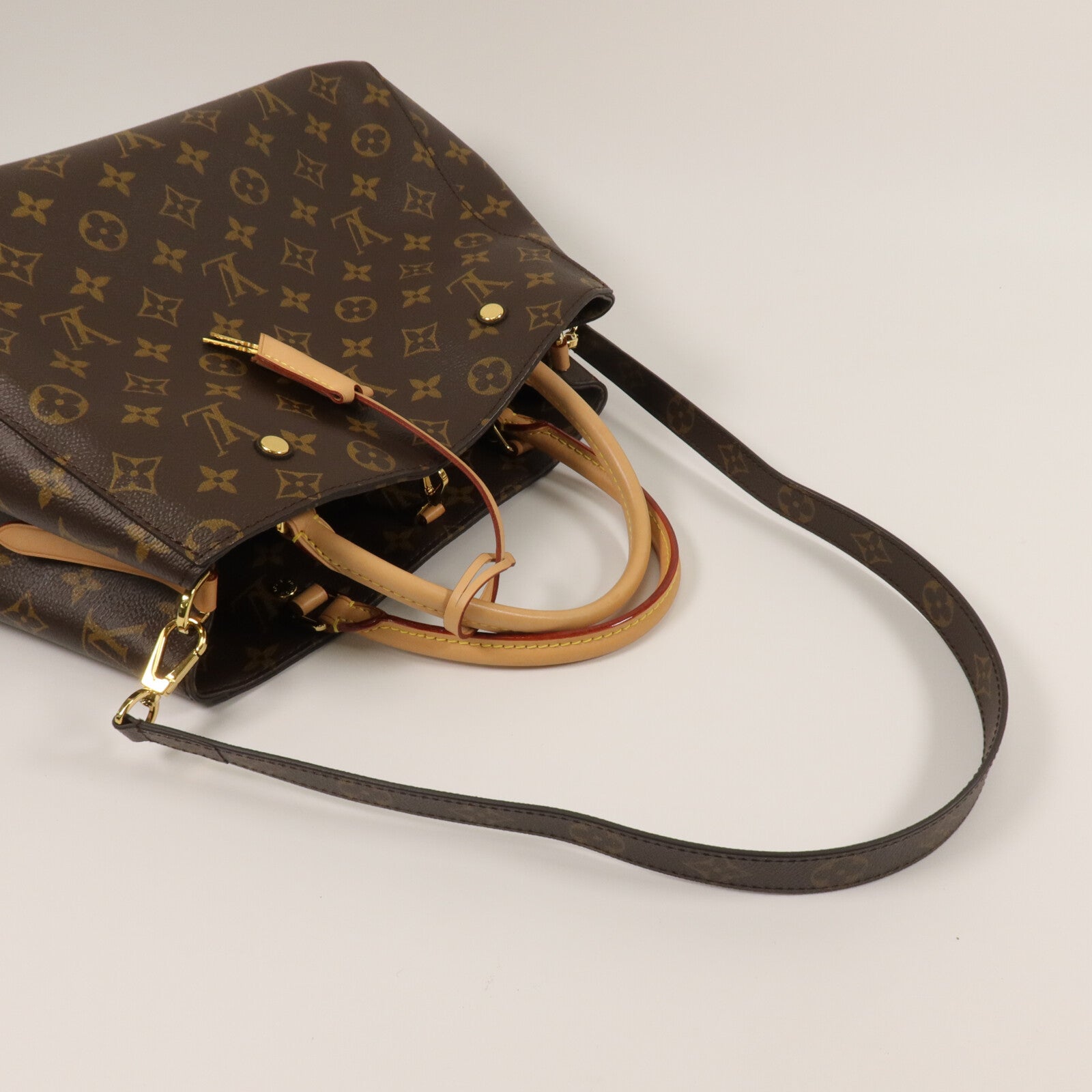 LOUIS VUITTON Monogram Montaigne BB手挽肩背兩用袋棕色