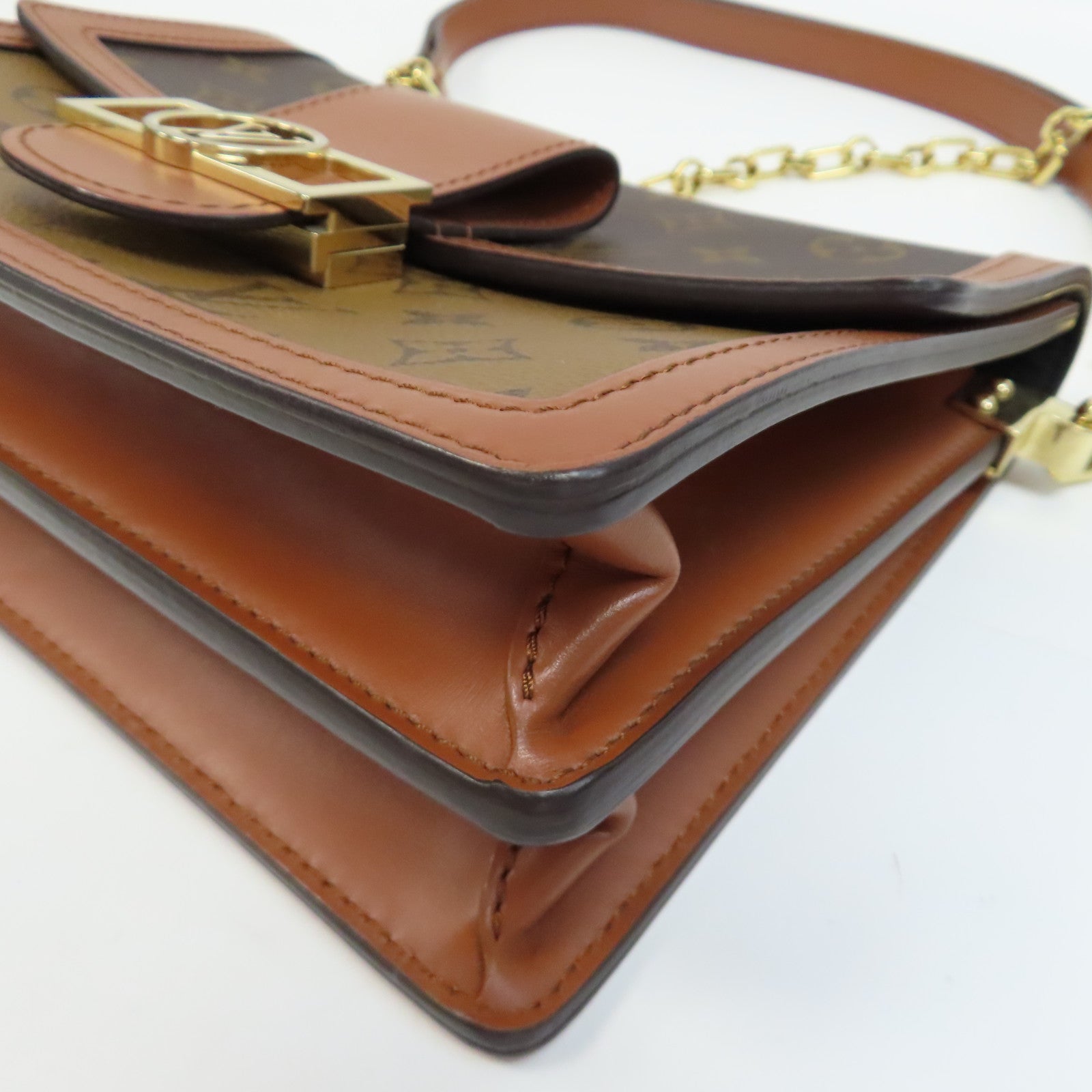 LOUIS VUITTON 【激減優惠】Monogram Reverse Dauphine MM金扣肩背袋啡色