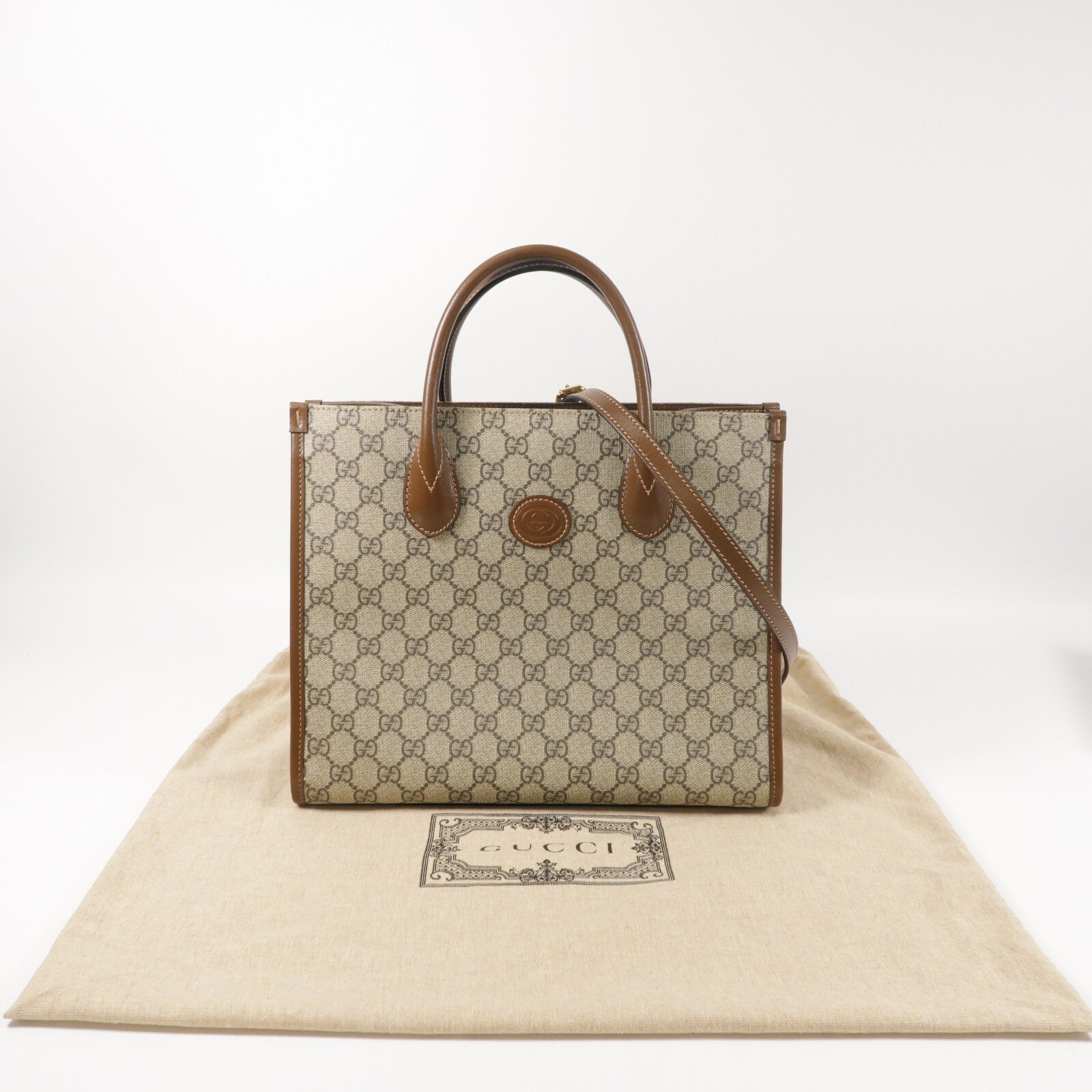 GUCCI 塗層帆布GG Retro Tote金扣手挽肩背兩用袋