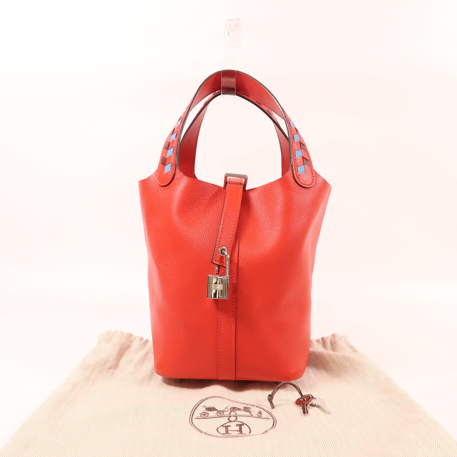 HERMES Epsom皮革Picotin PM銀扣手挽袋Rouge de Coeur