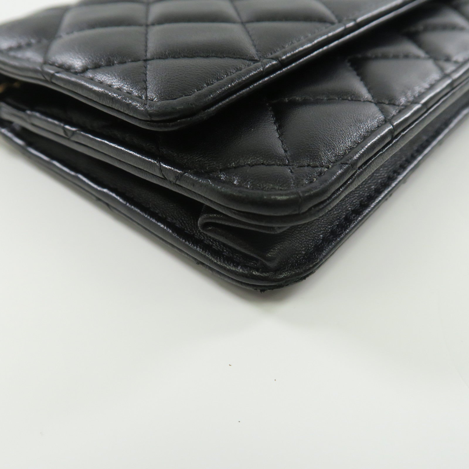 CHANEL 羊皮皮革Wallet On Chain金扣鏈帶肩背袋黑色