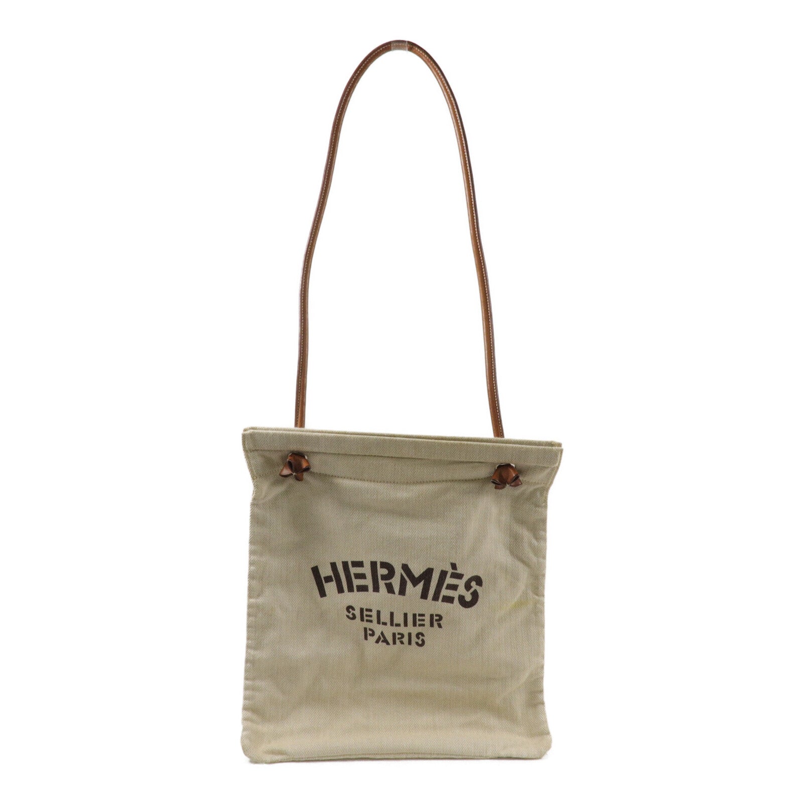 HERMES 帆布/Barenia皮革Aline手挽袋Beige