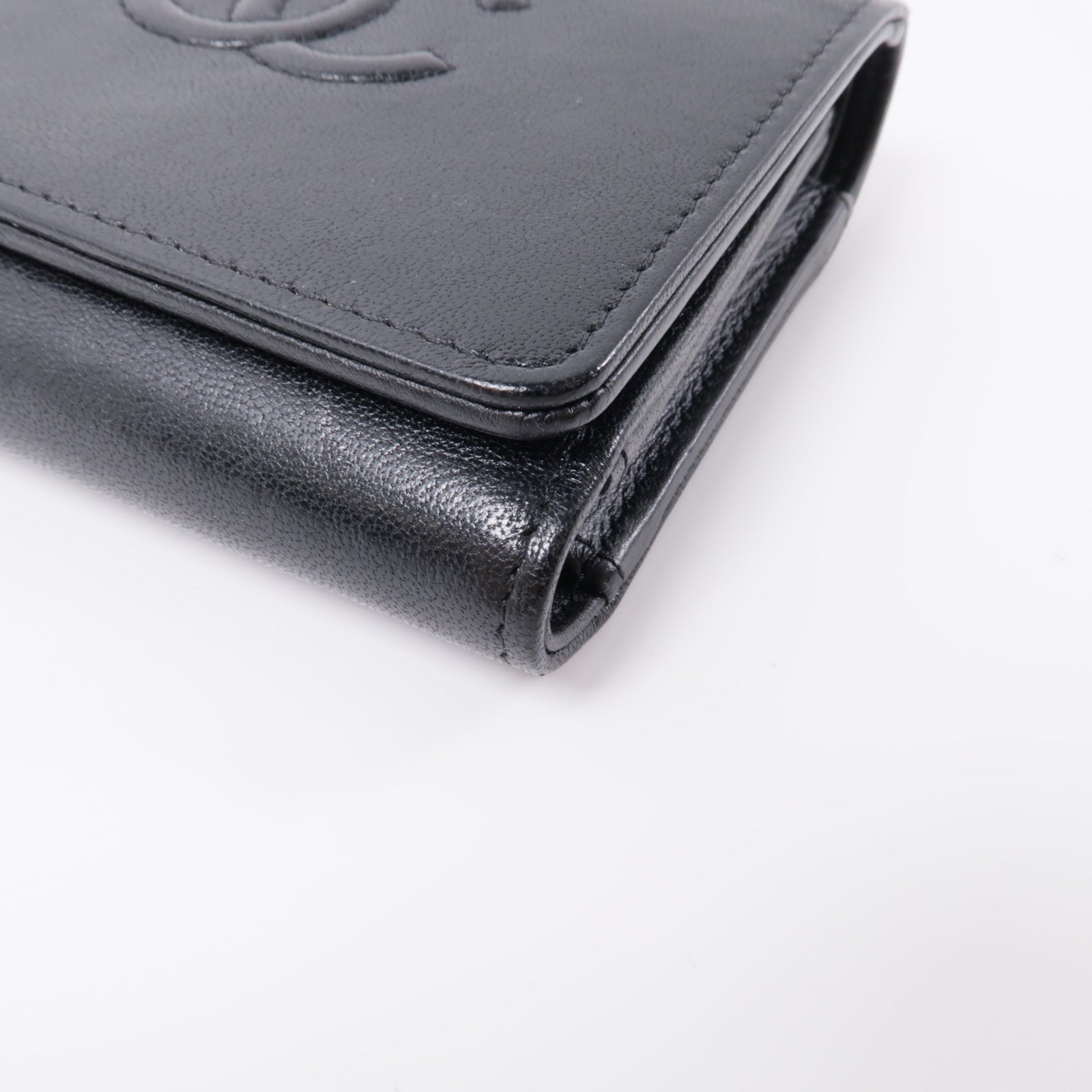 CHANEL 【激減優惠】皮革Wallet金扣錢包黑色