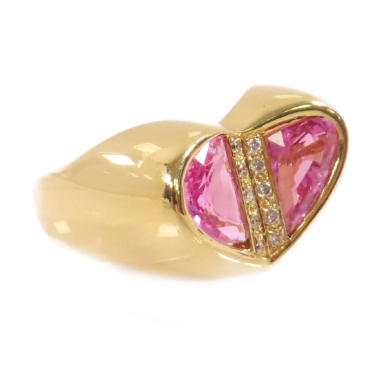 JEWELRY 【激減優惠】18K黃金/2.45ct粉紅藍寶石/0.07ct鑽石Pink Sapphire Diamond Ring戒指US#6.5