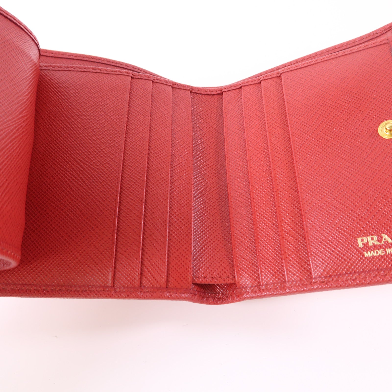 PRADA GHW Wallet 1ML023 Saffiano Leather Red
