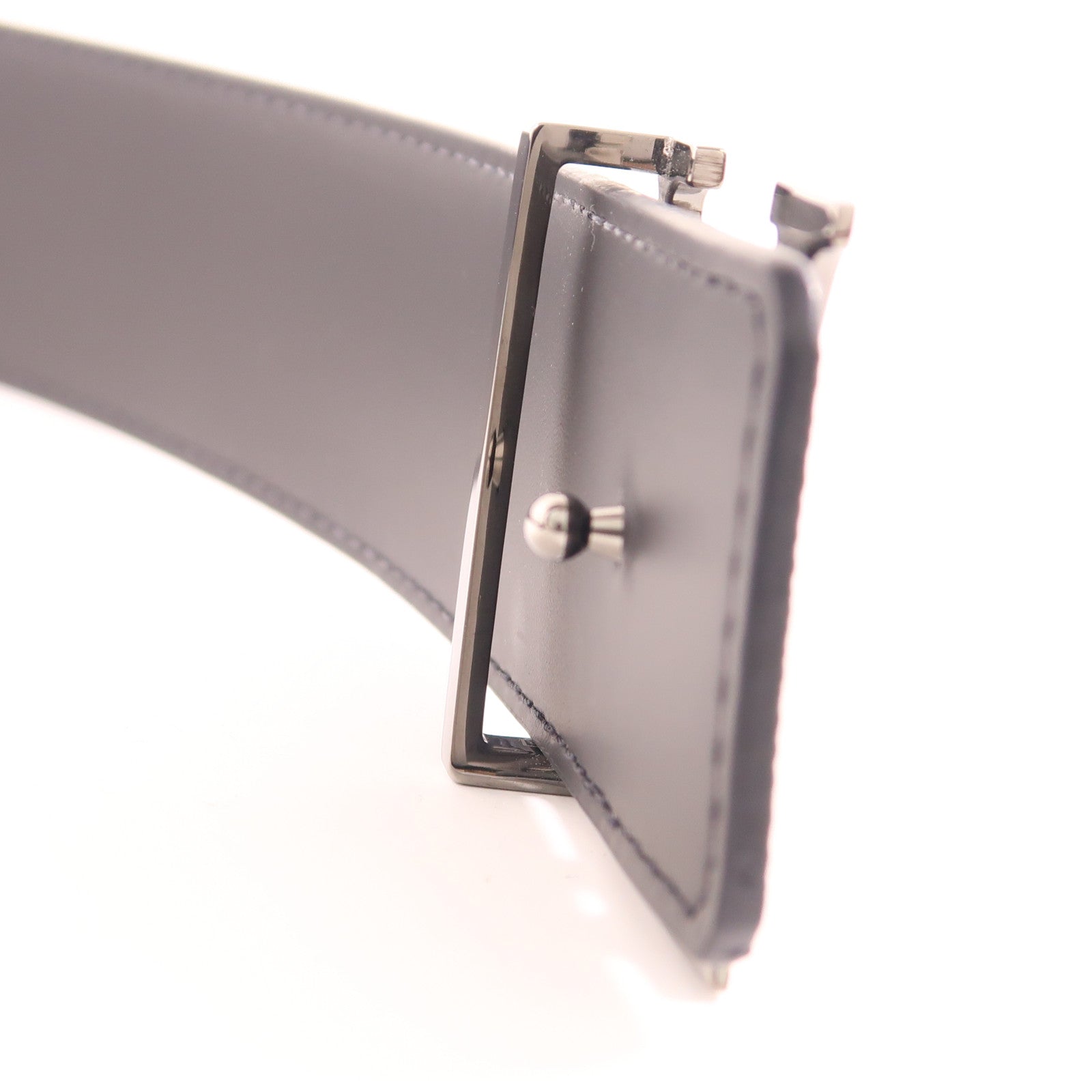 LOUIS VUITTON Monogram Eclipse Initiales Belt銀扣腰帶