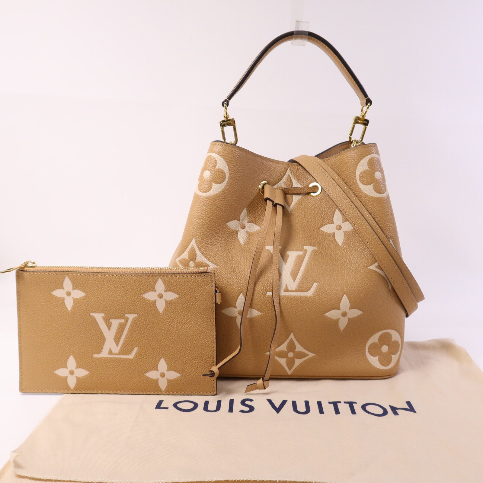 LOUIS VUITTON Monogram Empreinte Neo Noe金扣手挽帥背兩用袋