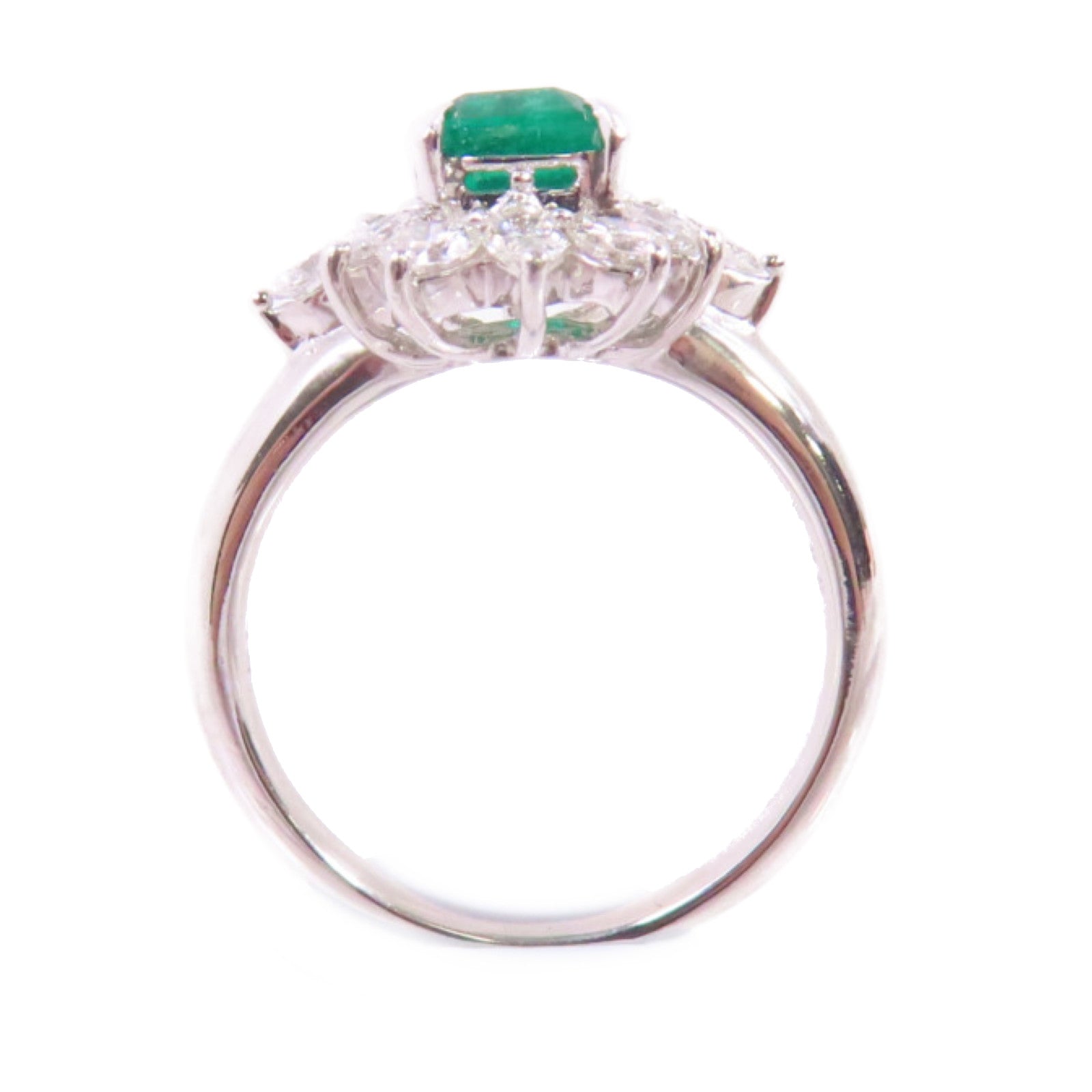 JEWELRY 0.99ct Emerald 0.85ct Diamond Ring US#6.75 PT900 Platinum