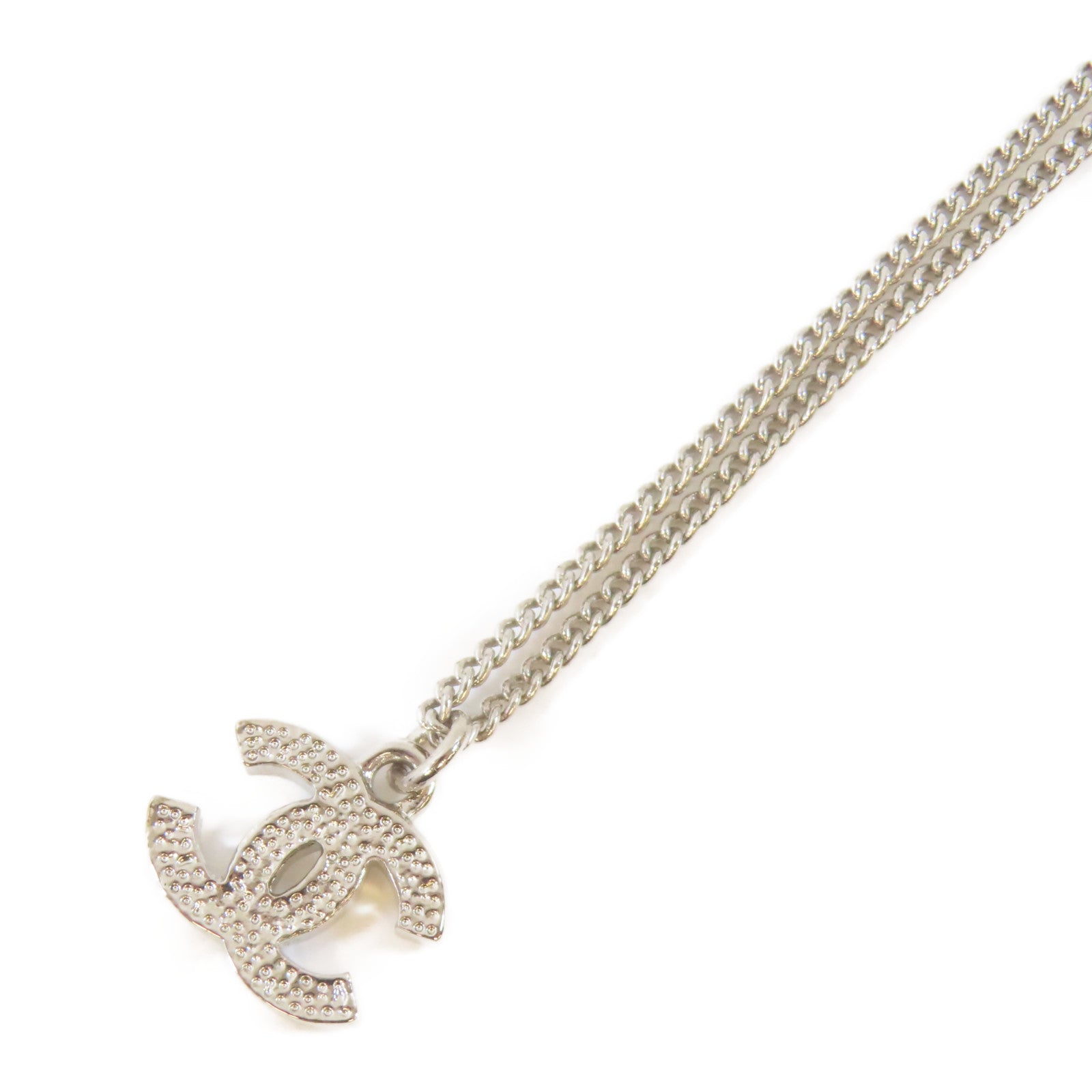 CHANEL 金屬/水晶Necklace項鍊銀色#40cm