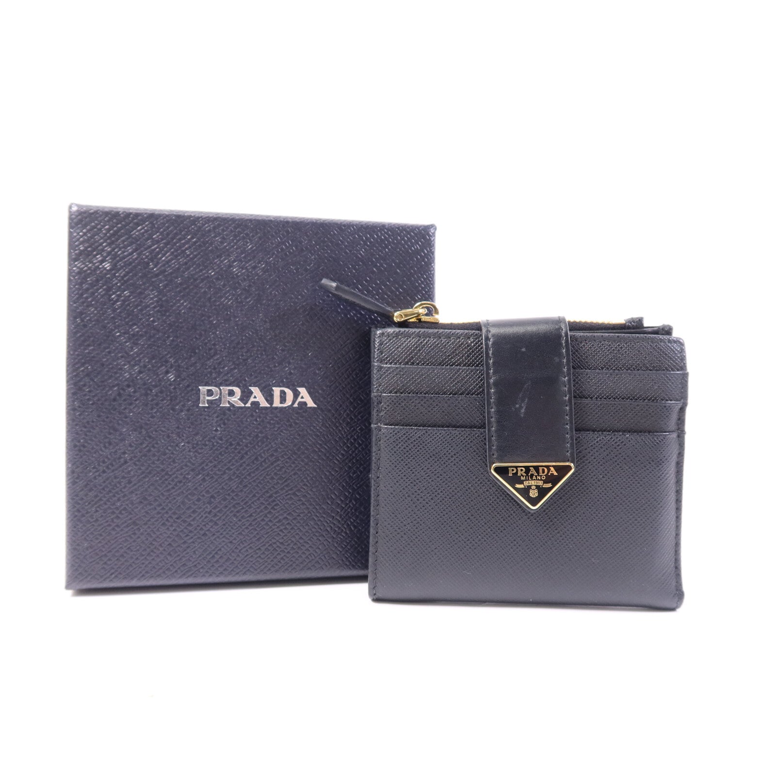 PRADA 牛皮皮革Saffiano Wallet金扣錢包