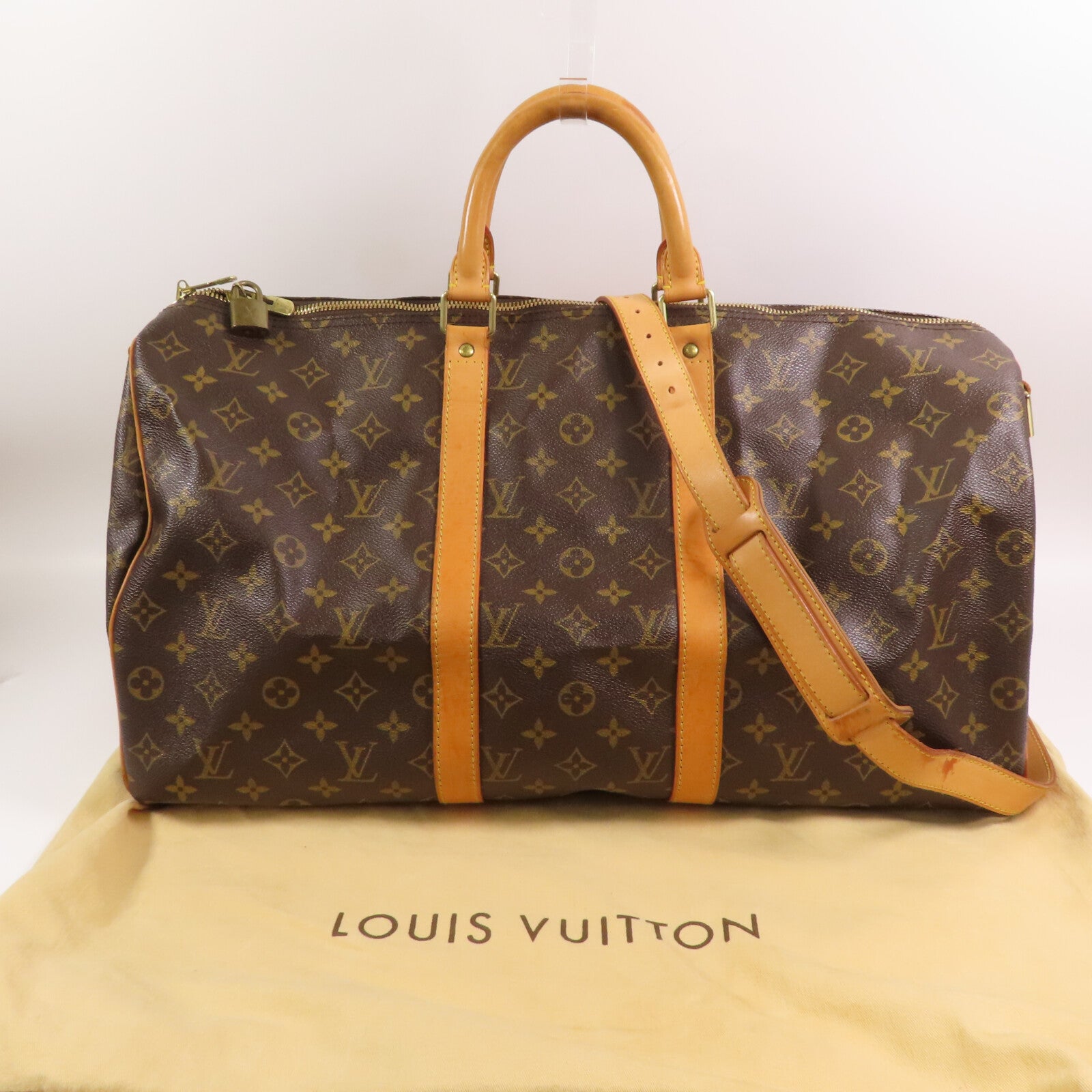 LOUIS VUITTON Monogram Keepall Bandouliere 50金扣波士頓包