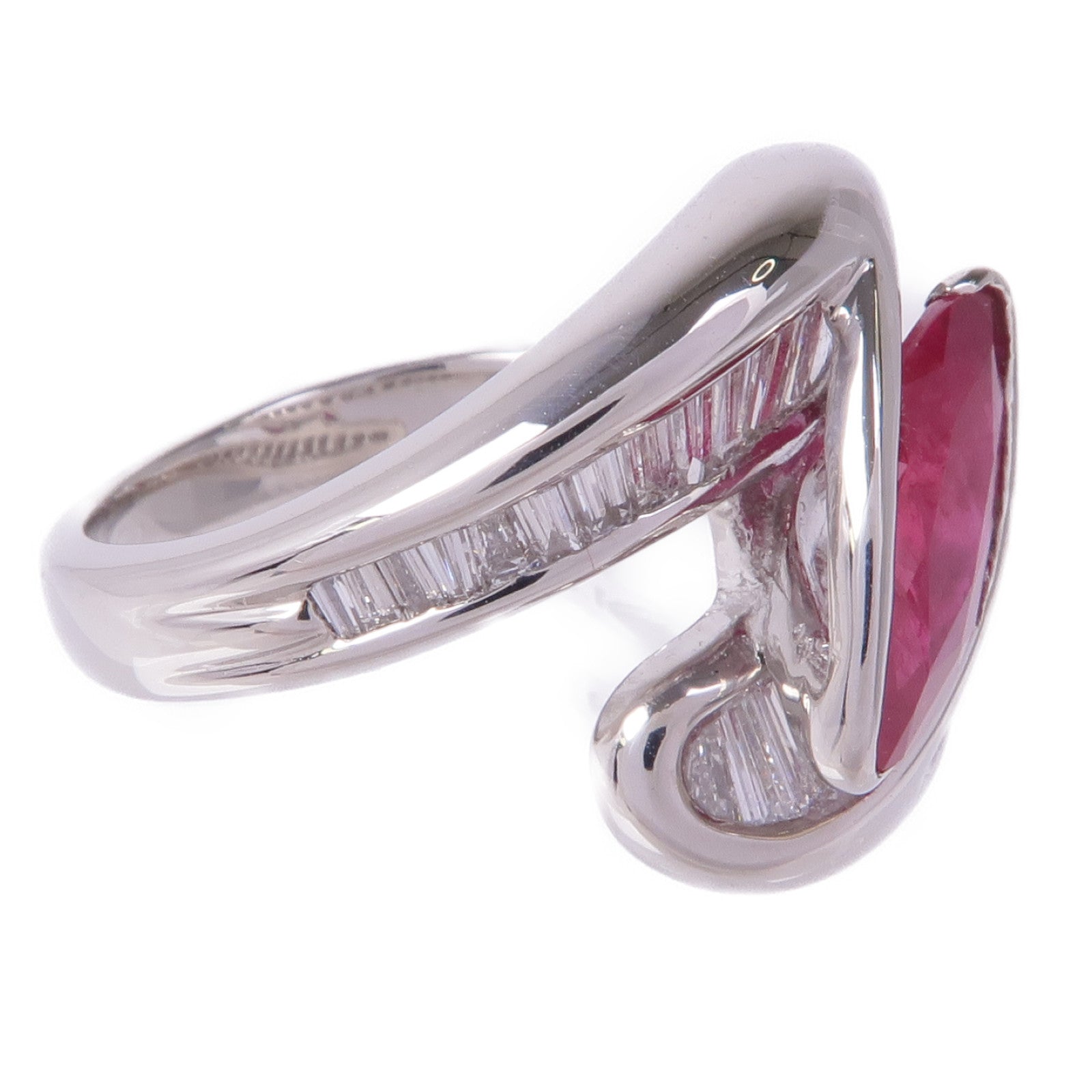 JEWELRY PT900鉑金Ruby Diamond Ring紅寶石/鑽石戒指US#5.75